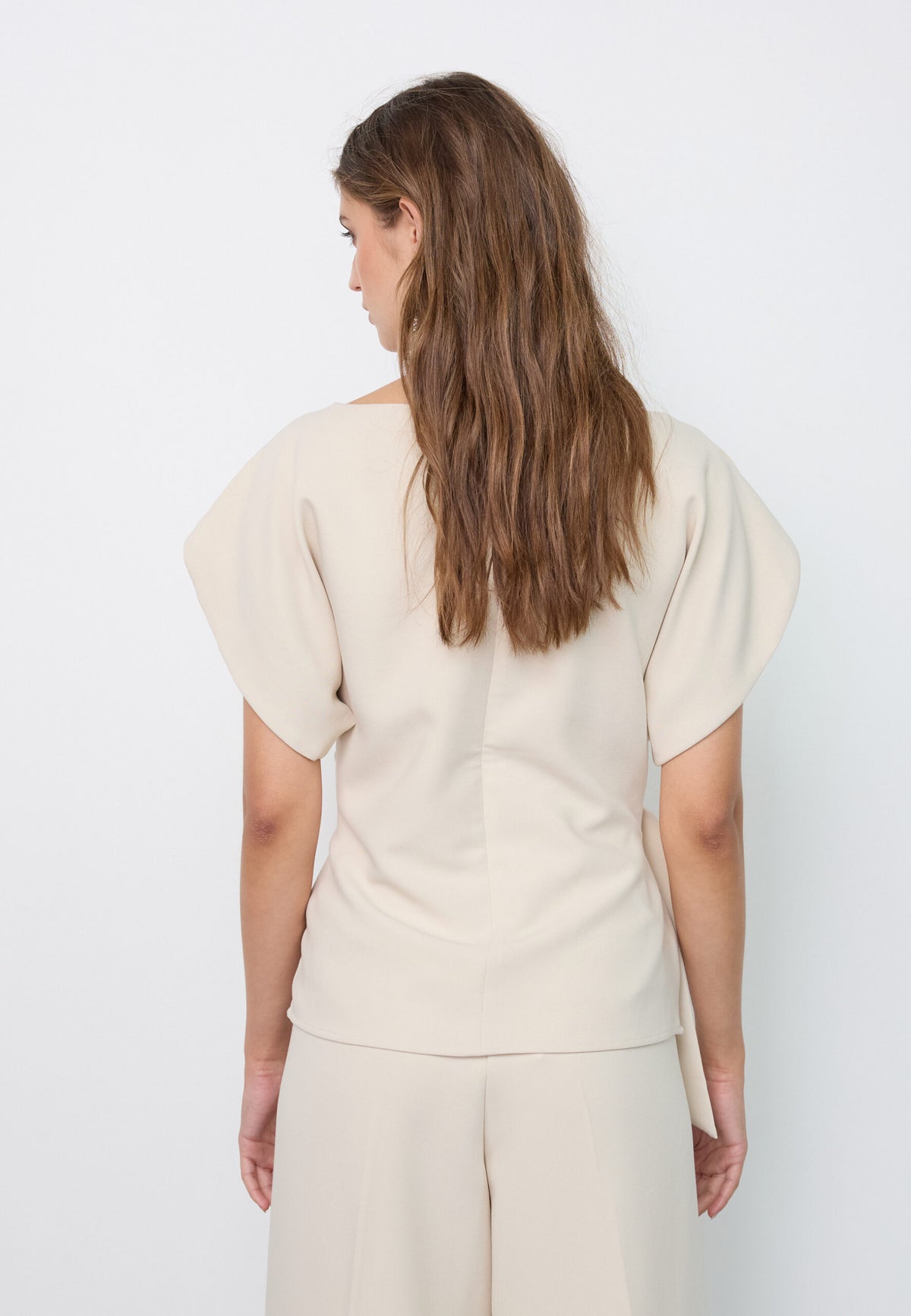 AcileCC Pleat SS Blouse - Bone