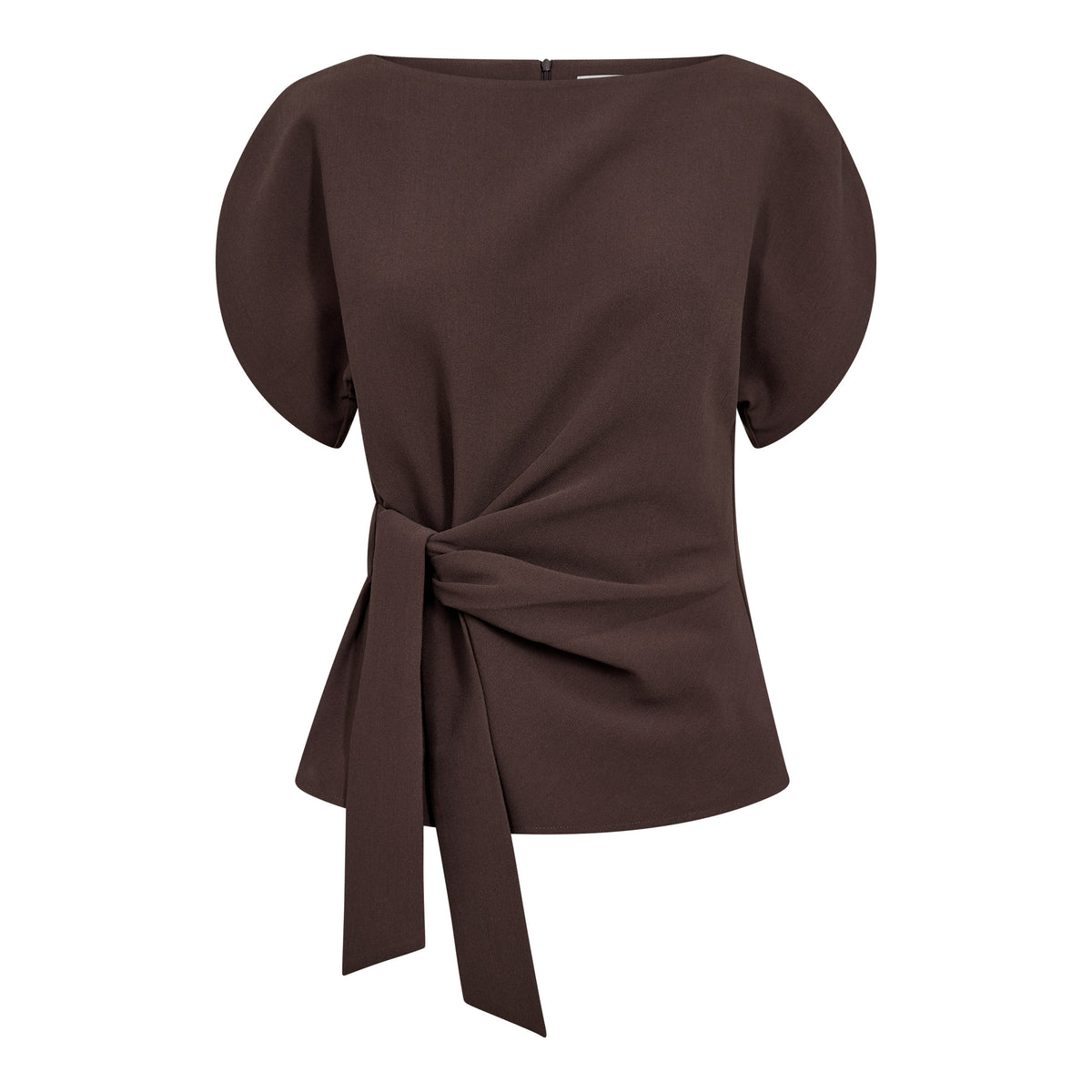 AcileCC Pleat SS Blouse - Brown