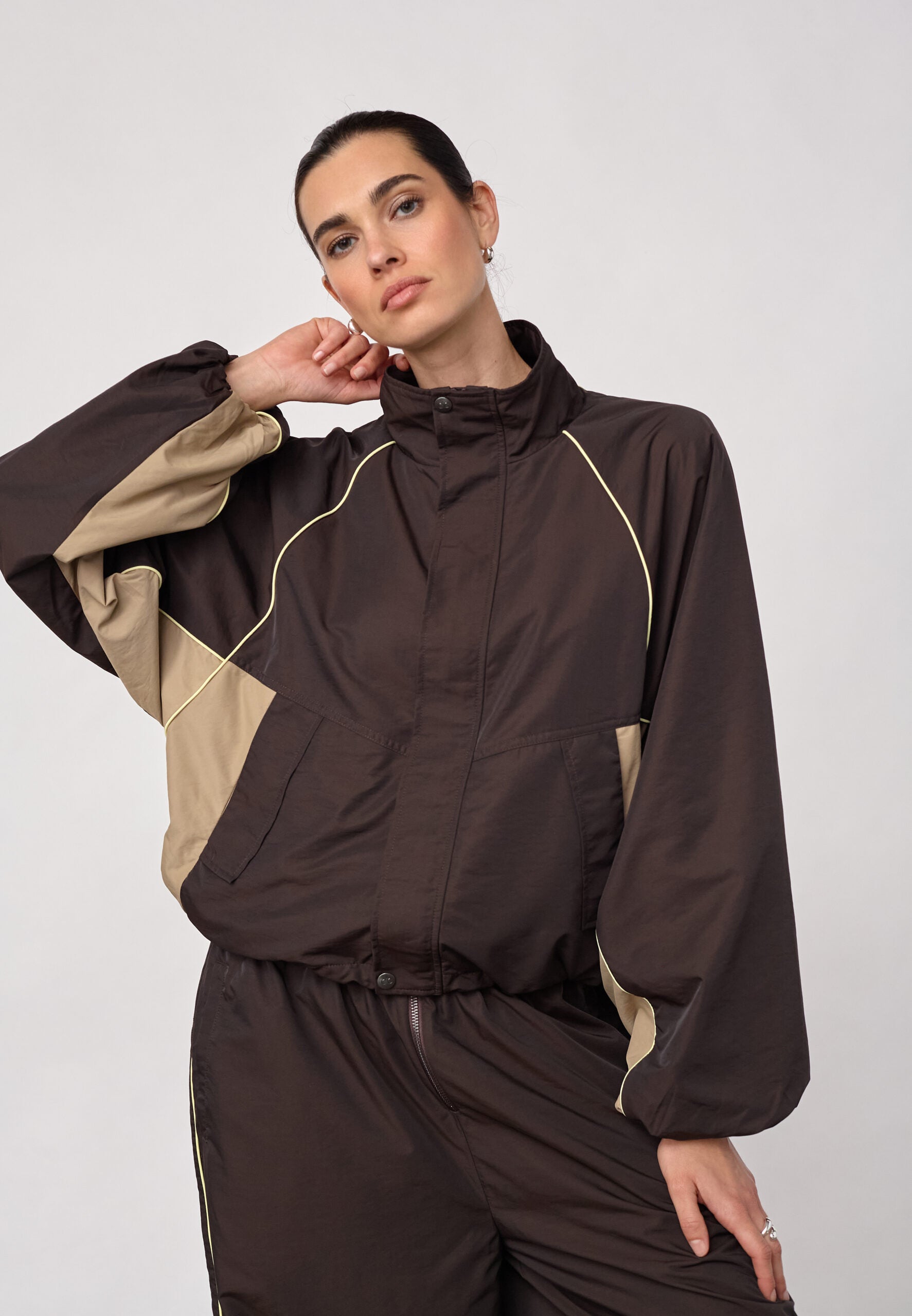 PREORDER-AloraCC Block Jacket - Dark Brown