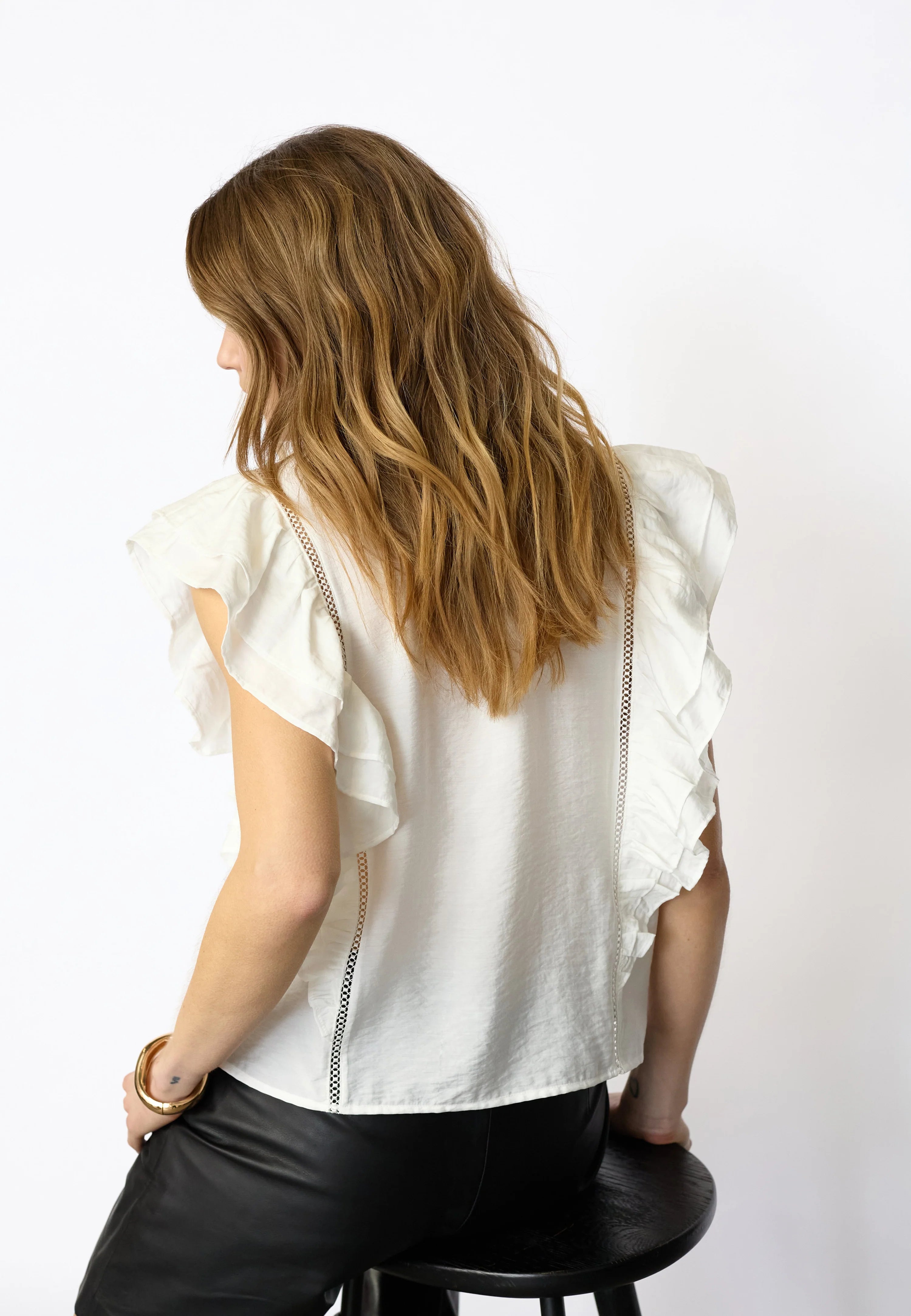CallumCC Lace Frill V-Top - White