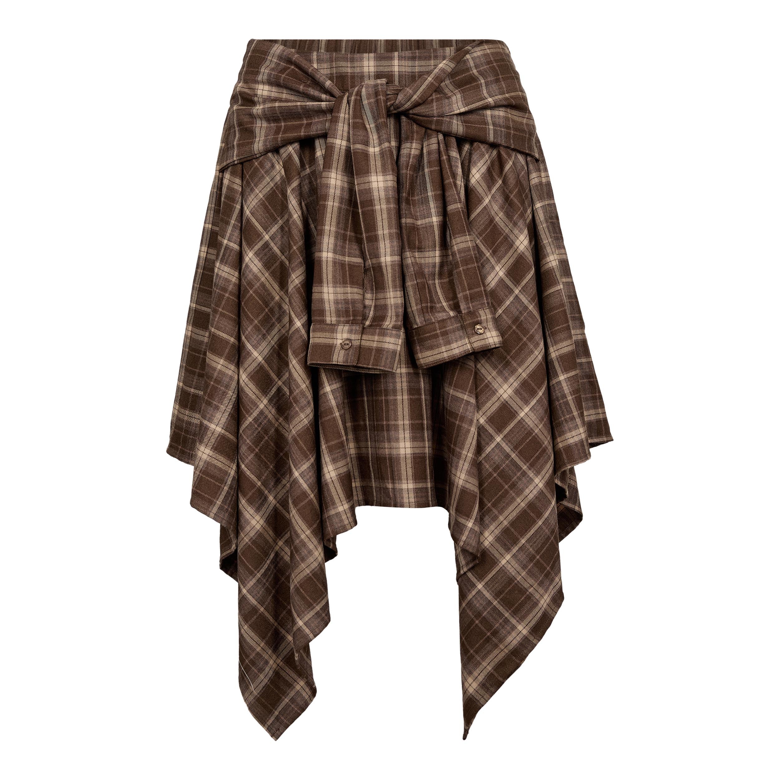 DagnyCC Check Tie Skirt - Brown