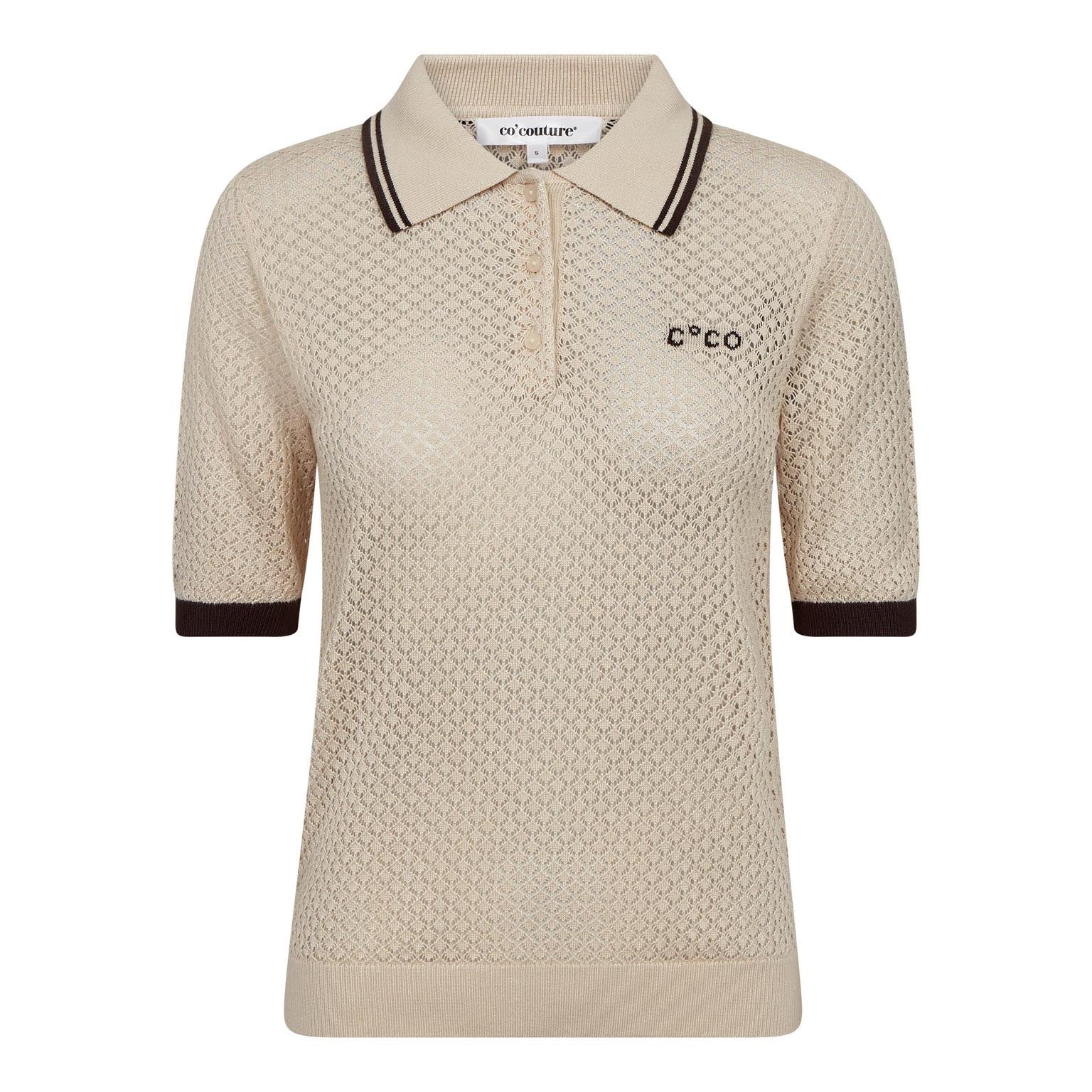 LueCC Pointelle Polo Knit - Bone