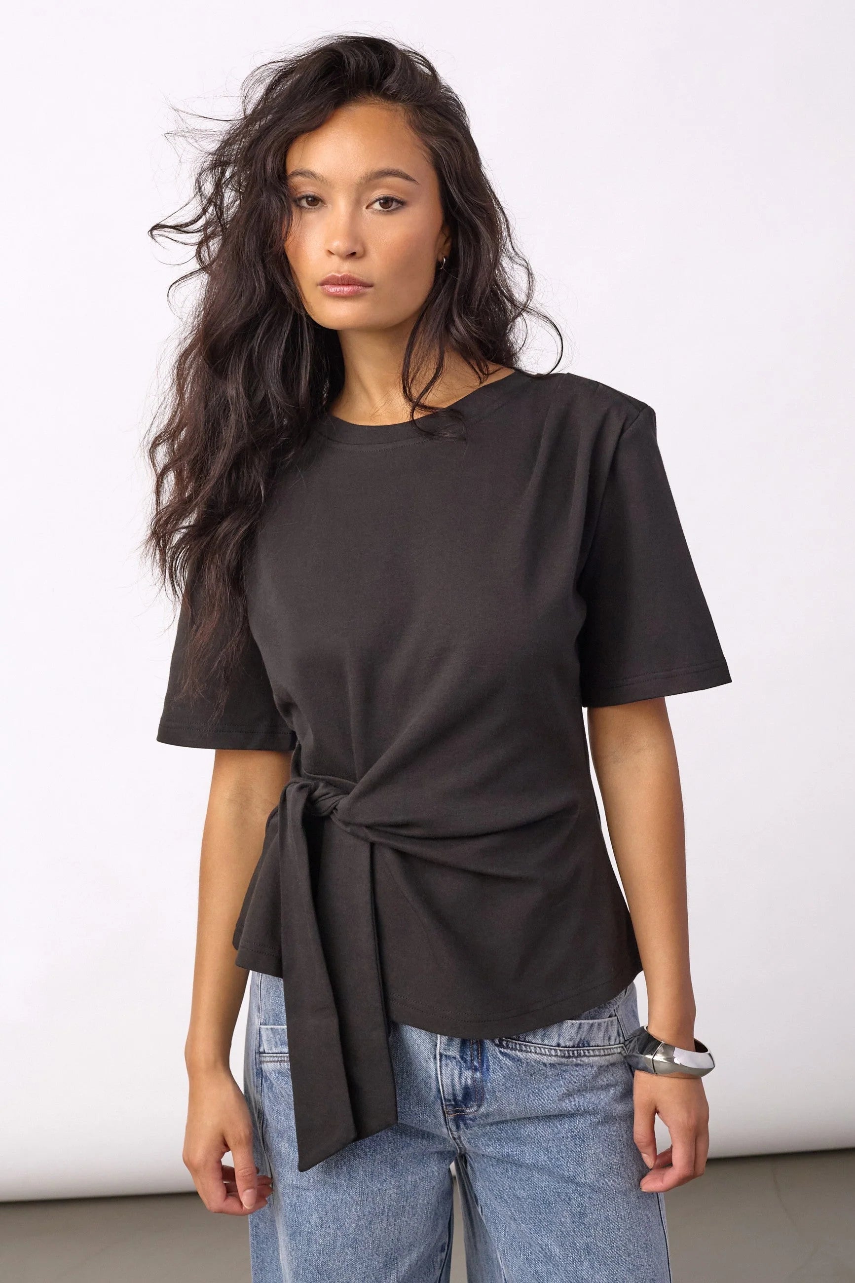 OrianeCC Pleat Tie Tee - Black
