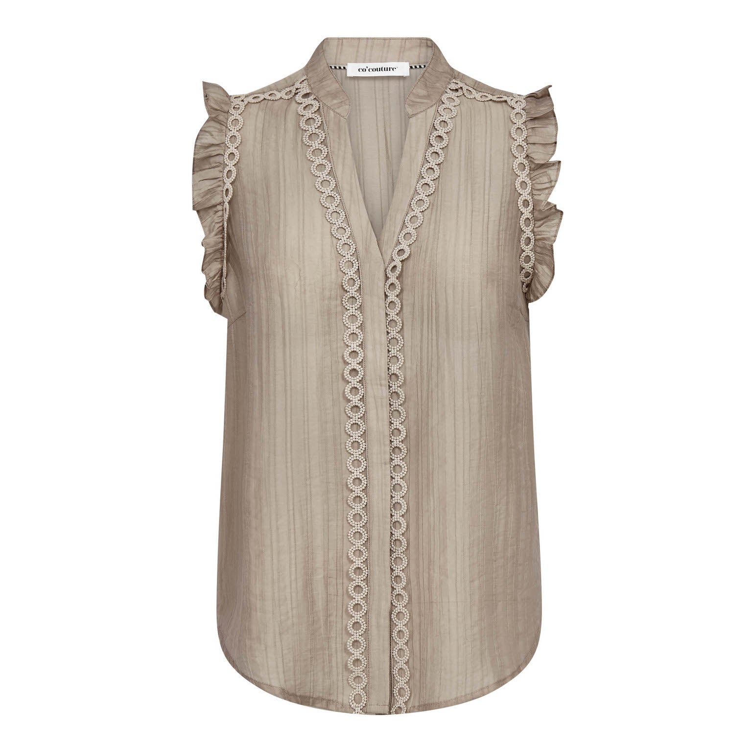 ReggieCC Frill Top - Taupe