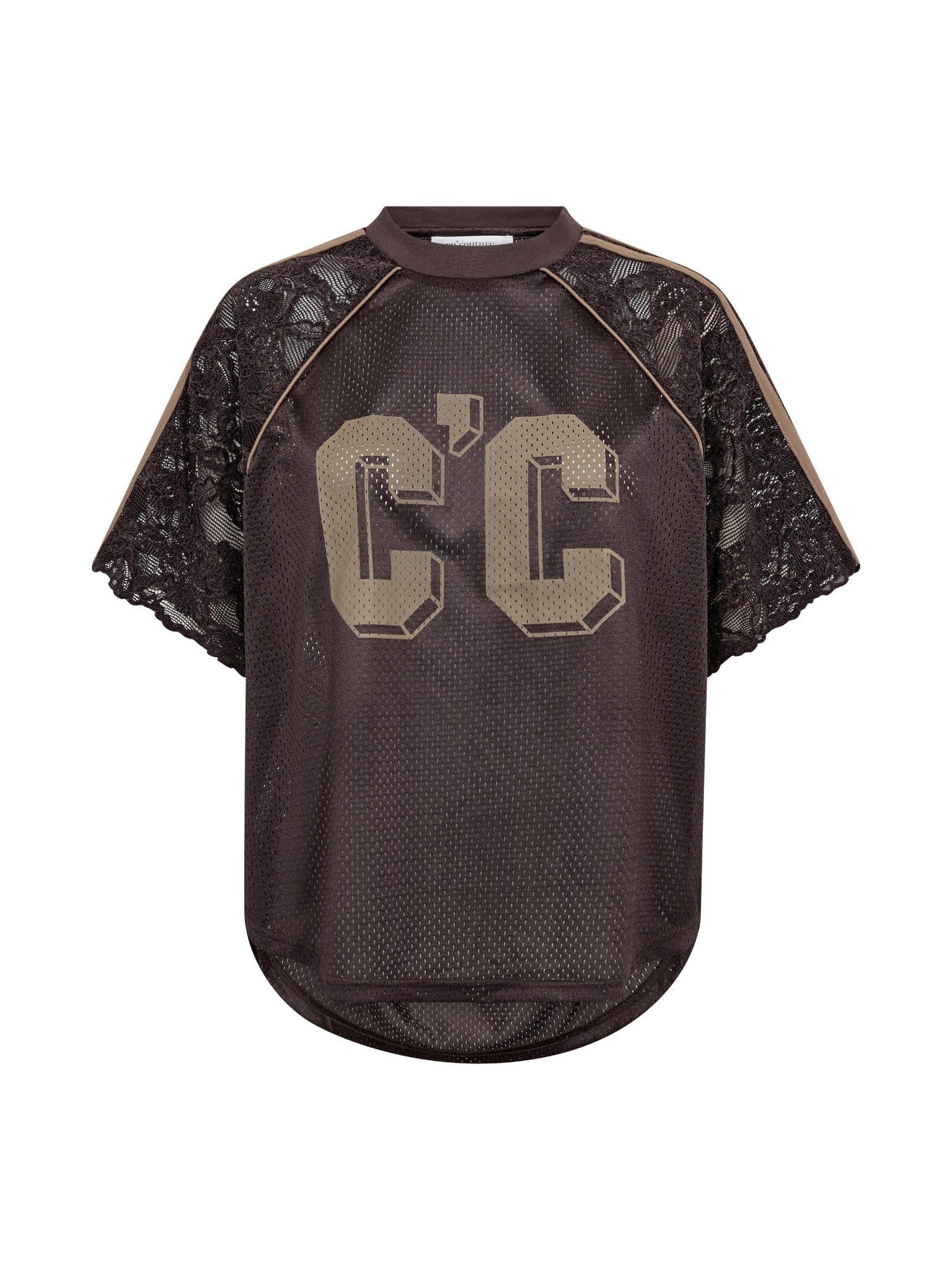 TreyCC Logo Lace Tee - Dark Brown