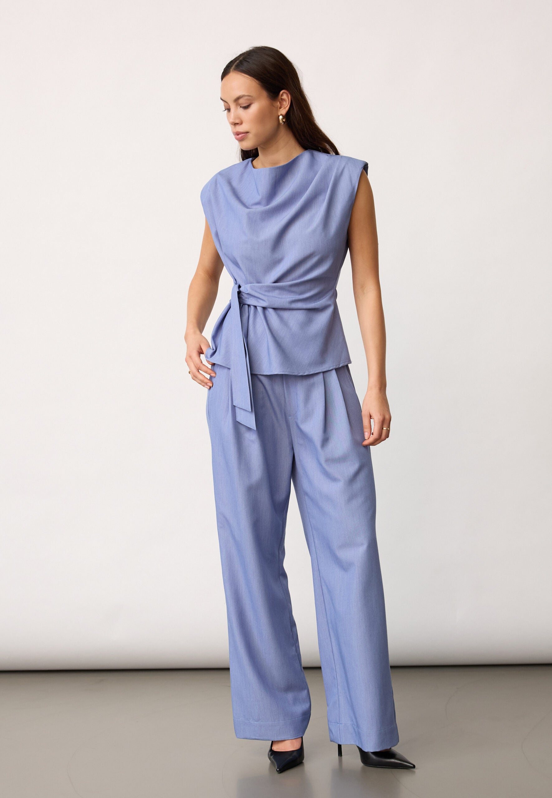 TennyCC Pleat Top - Denim Blue