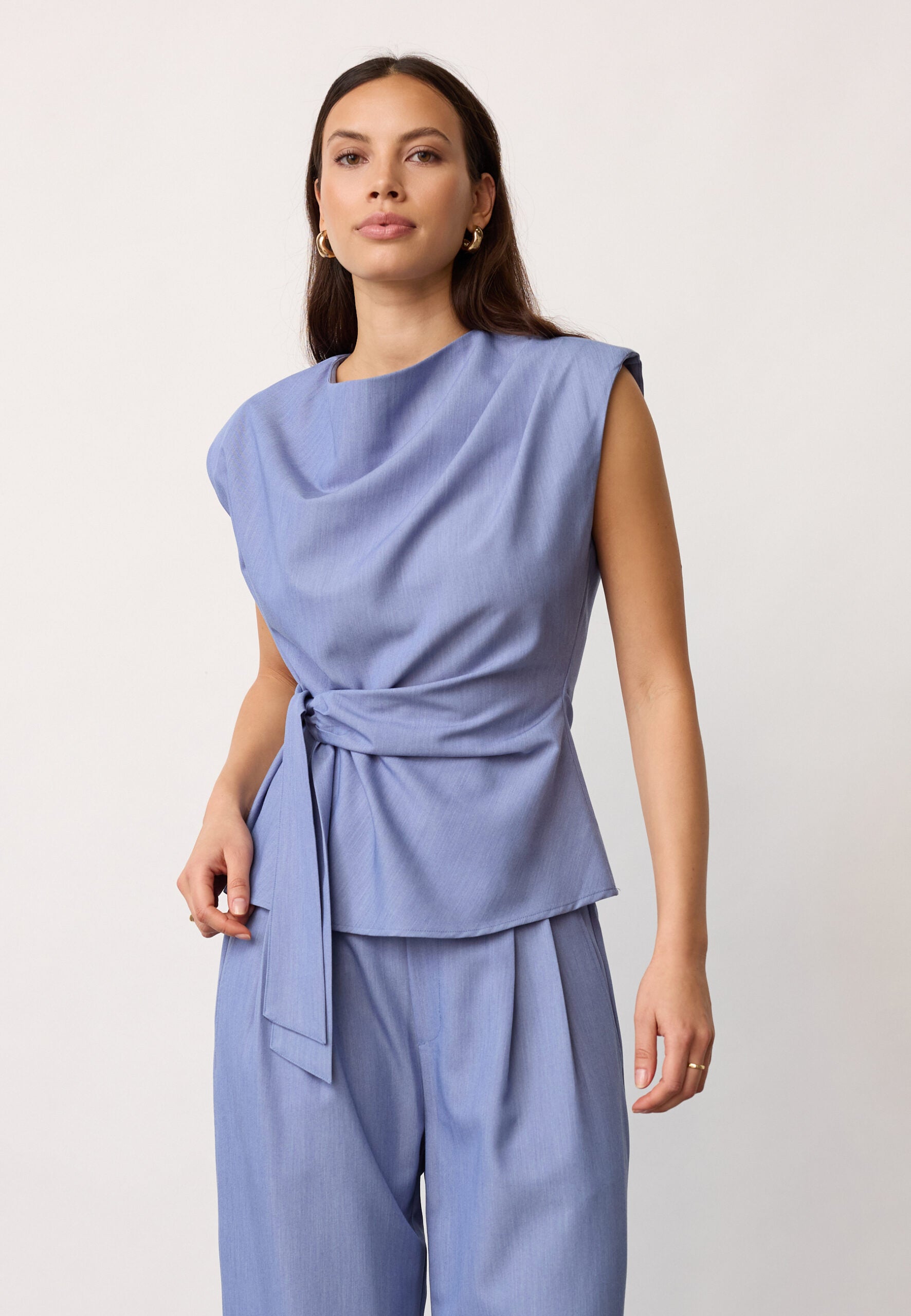 TennyCC Pleat Top - Denim Blue