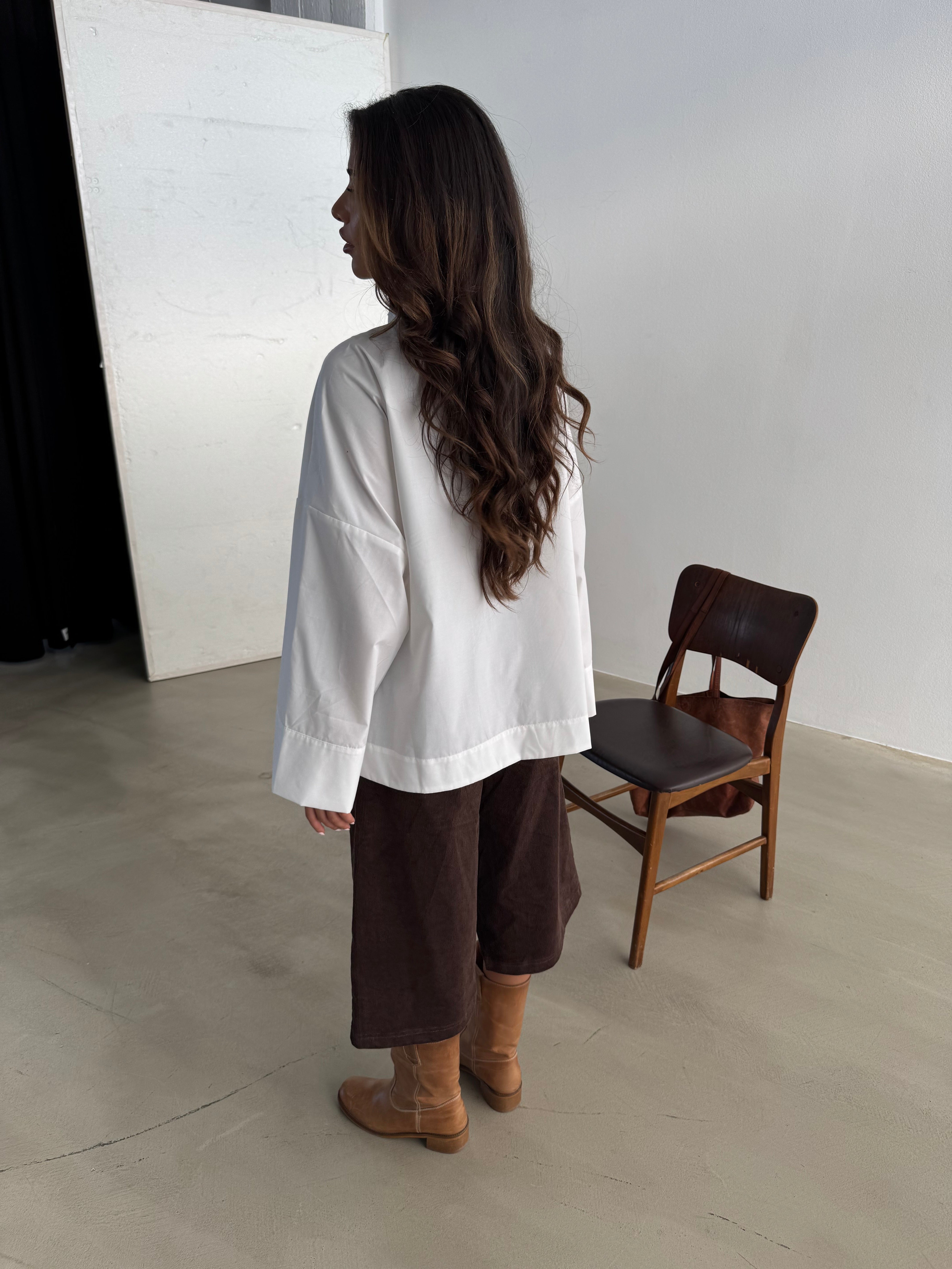 Klara High Neck Shirt - White