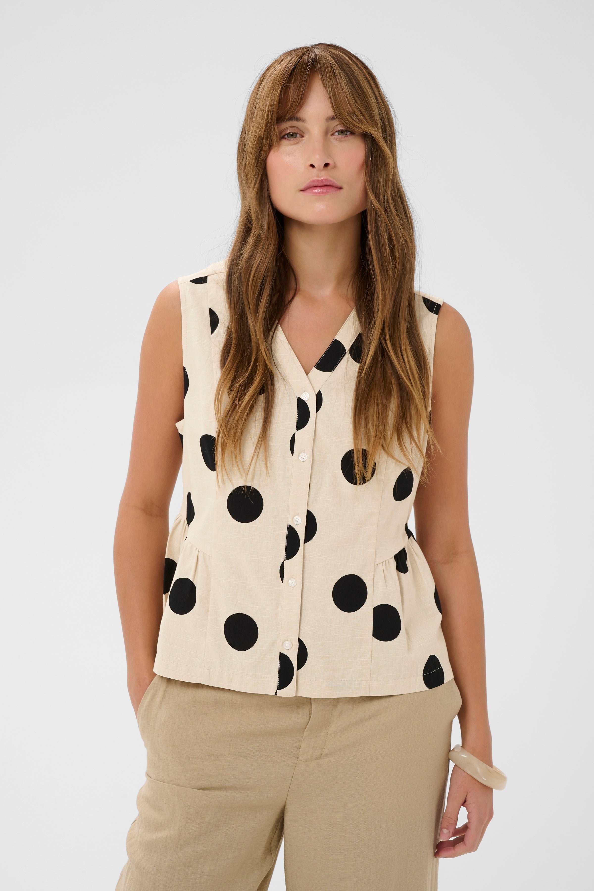 Tika Top - Whitecap/Black Dot
