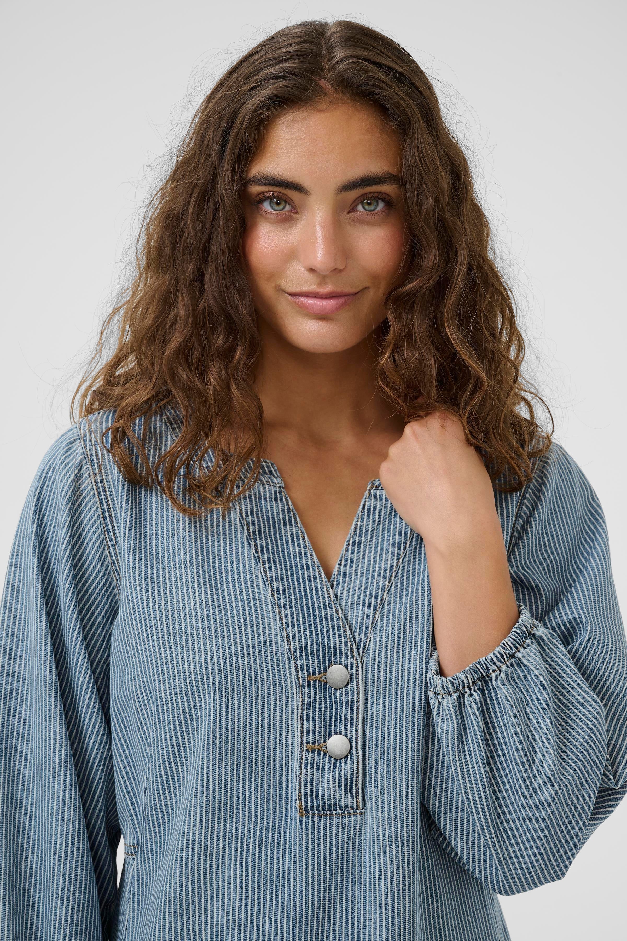 Ayna Dress - Blue/White Stripes