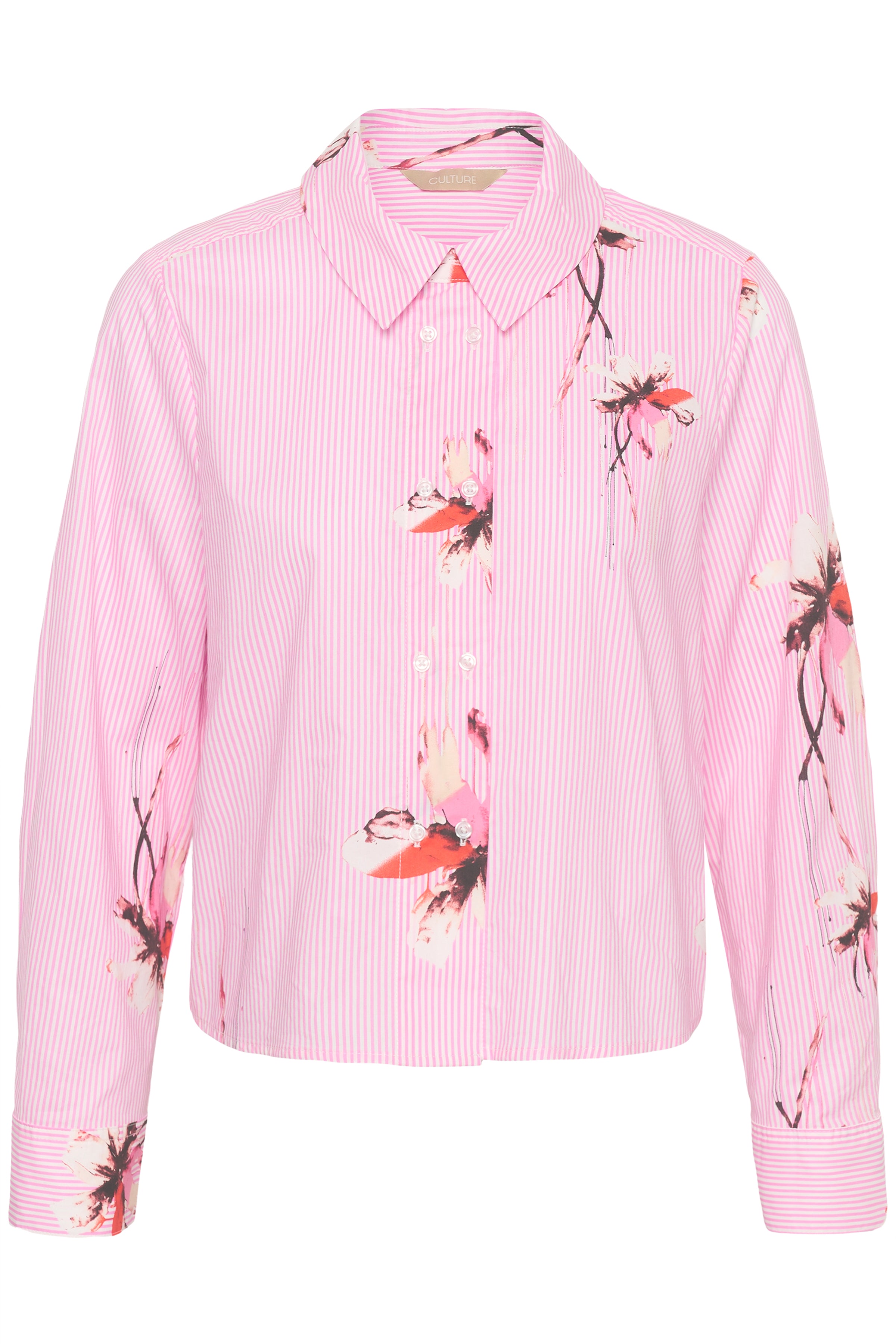 Brila Shirt - Pink Flower Stripe