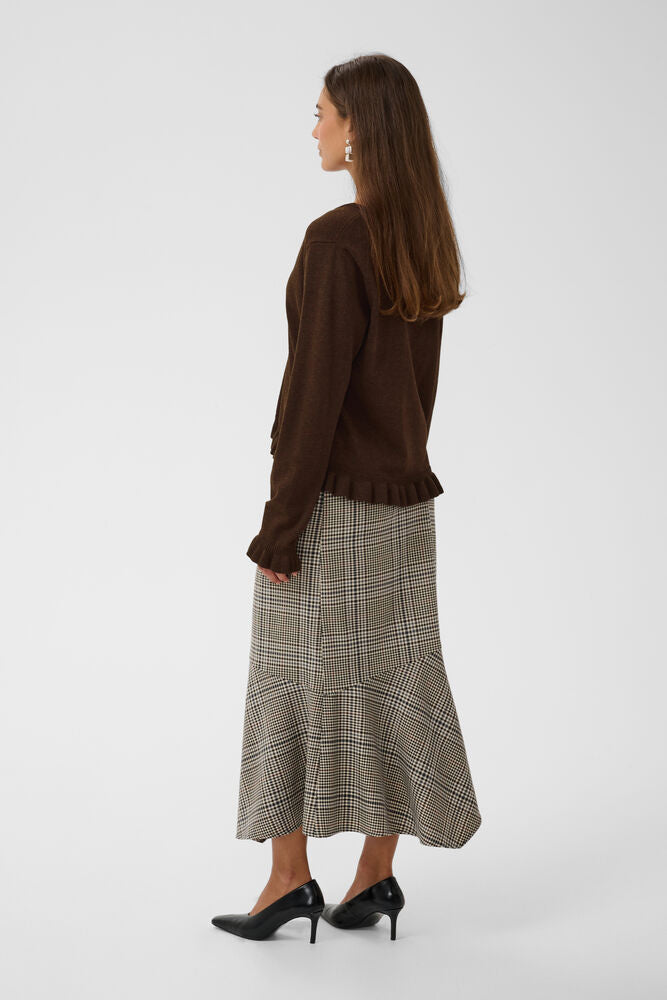 Clare Annemarie Frill Vneck - Coffee Bean Melange