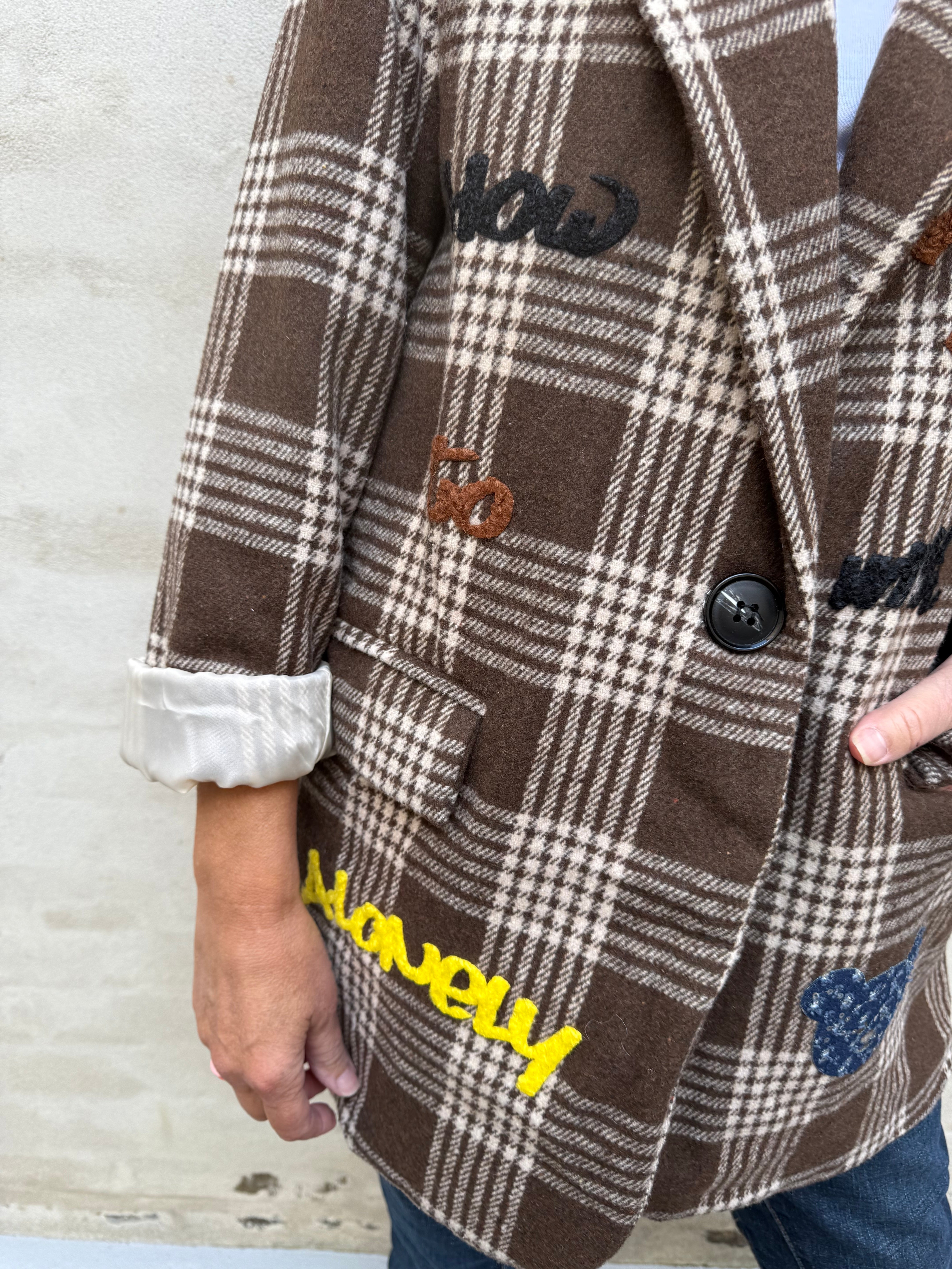 Gia Blazer - Dark Brown Check