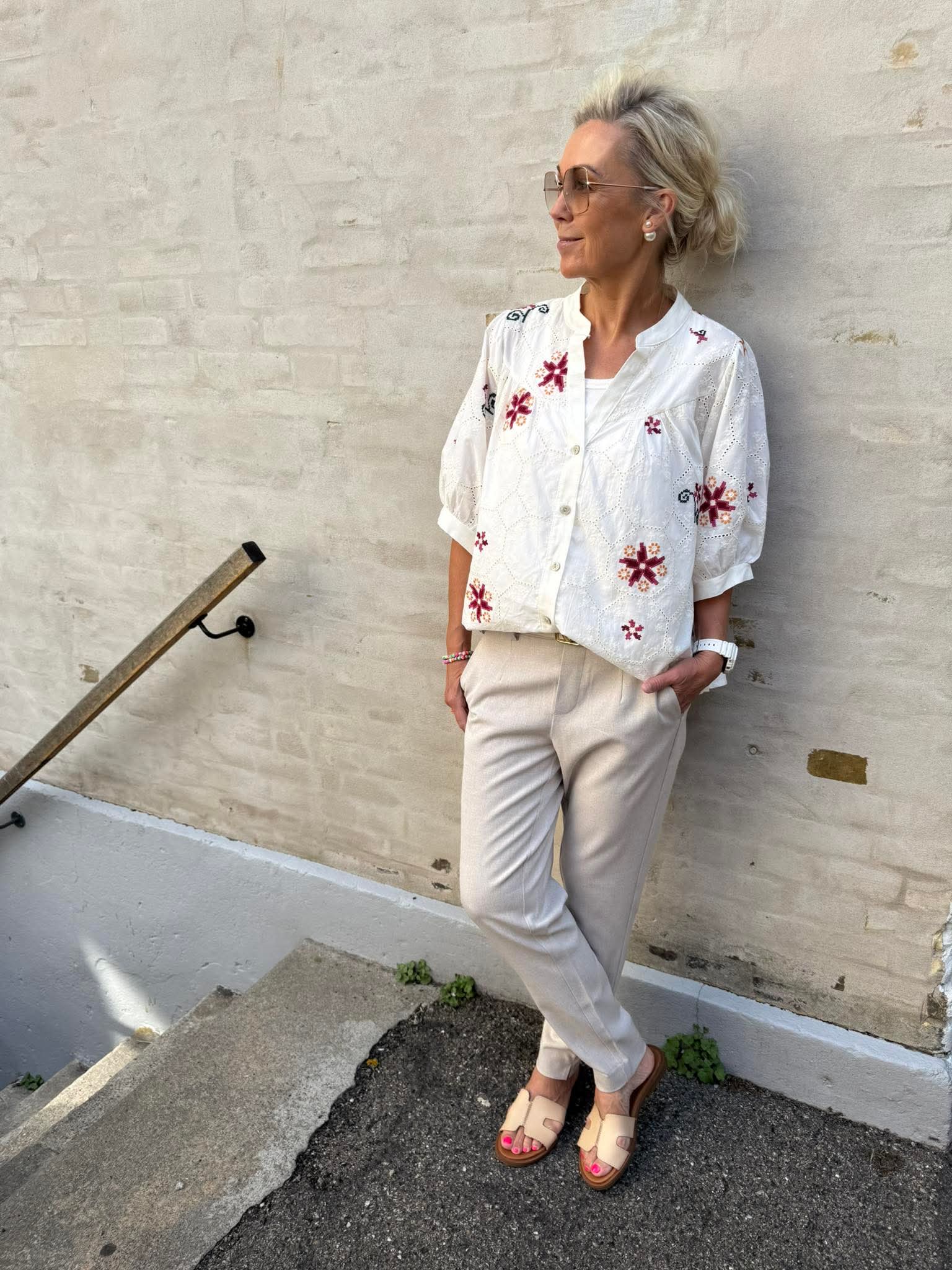 Lisa Slim Pant - Humus Melange