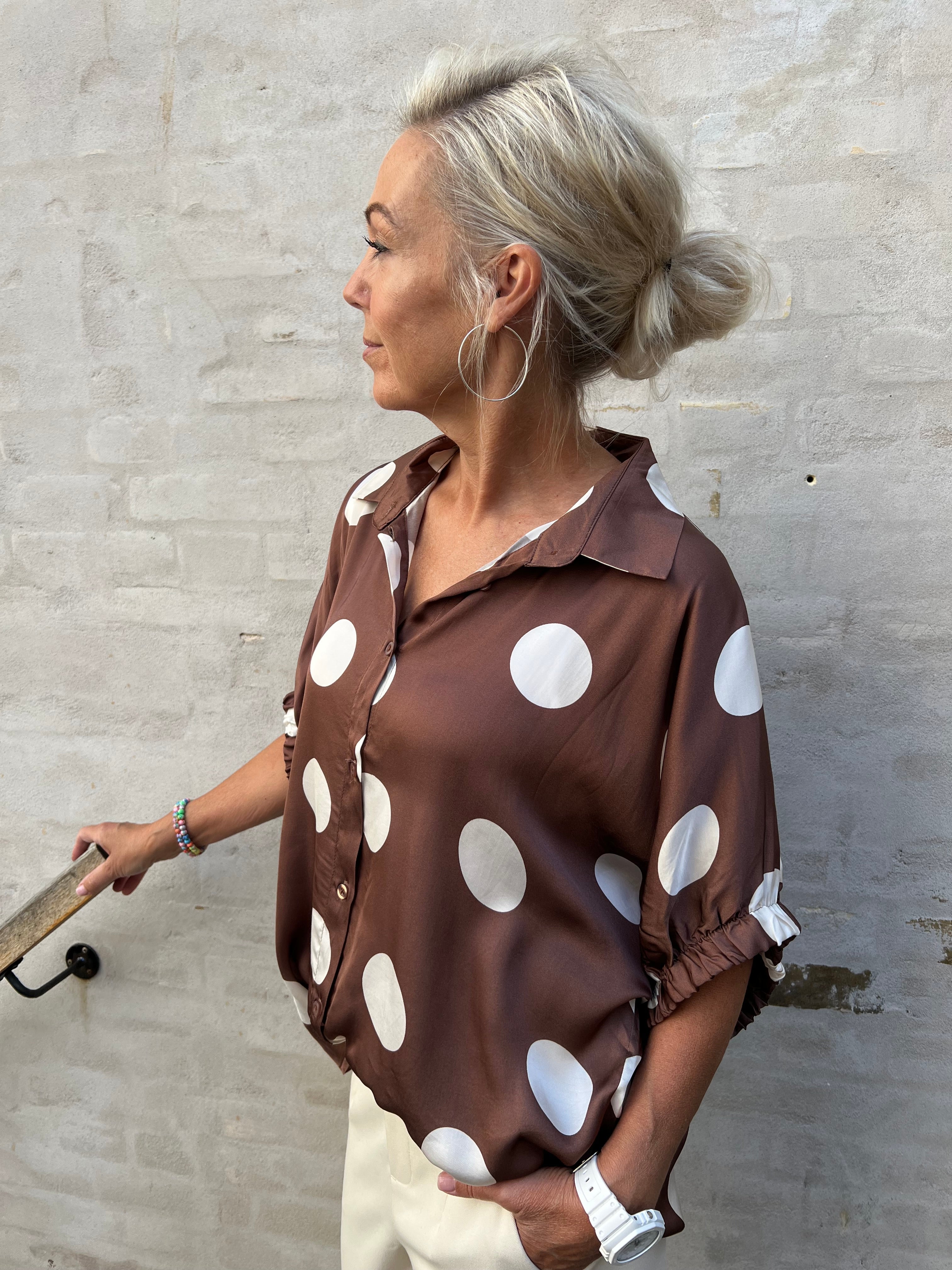 PREORDER-MABEL shirt blouse - Mocca Dot