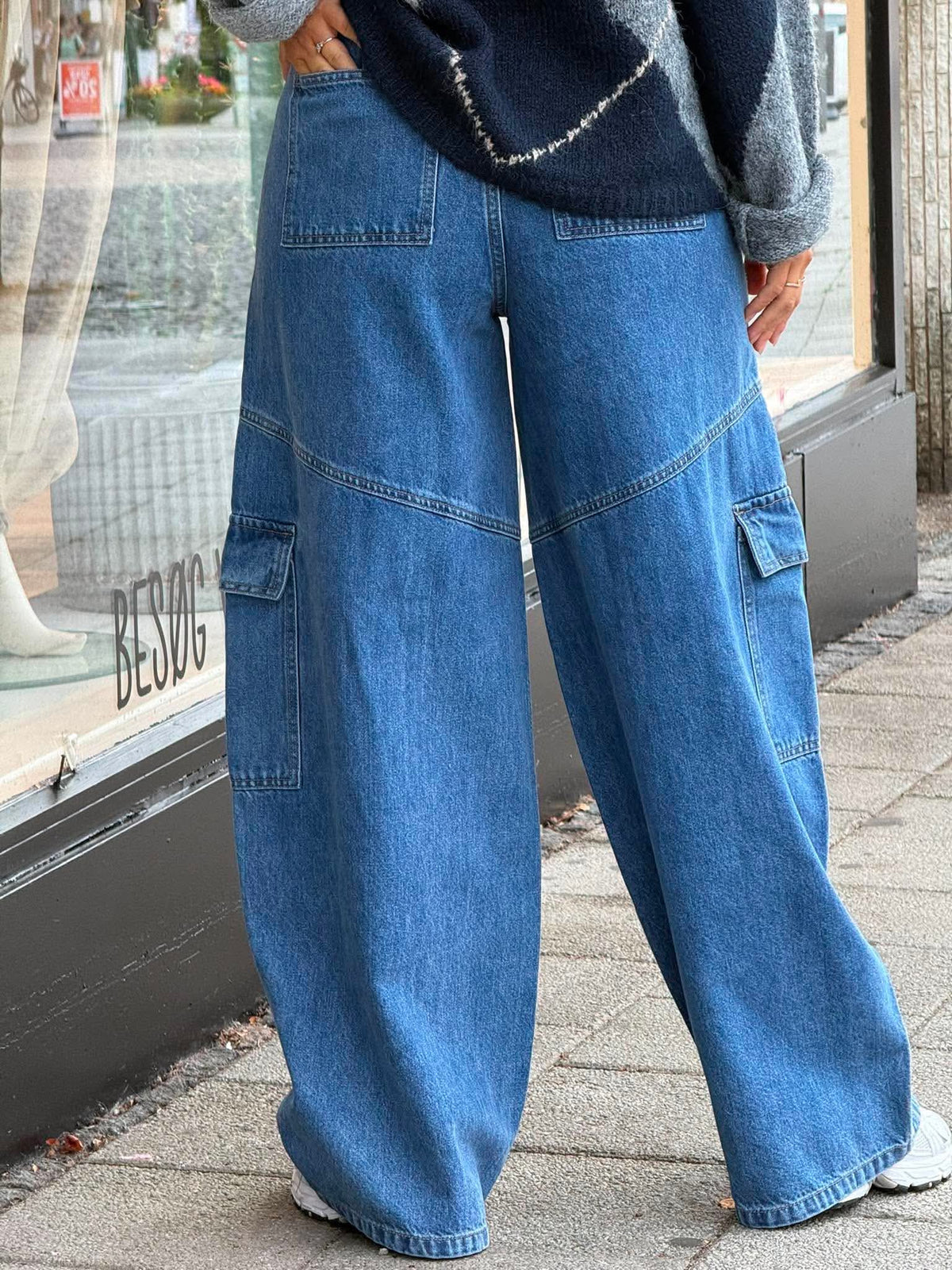 LULVA MW OS PANT - Medium Blue Denim