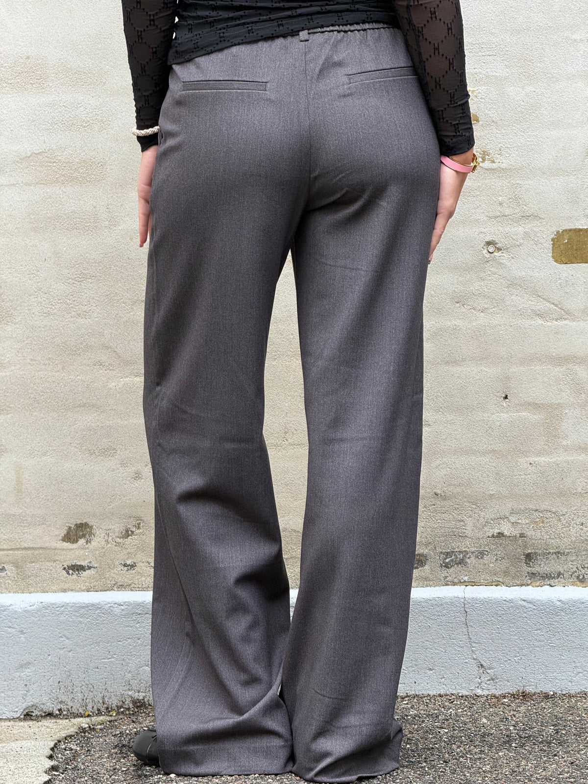 LISA WIDE PANT NOOS - Medium Grey Melange