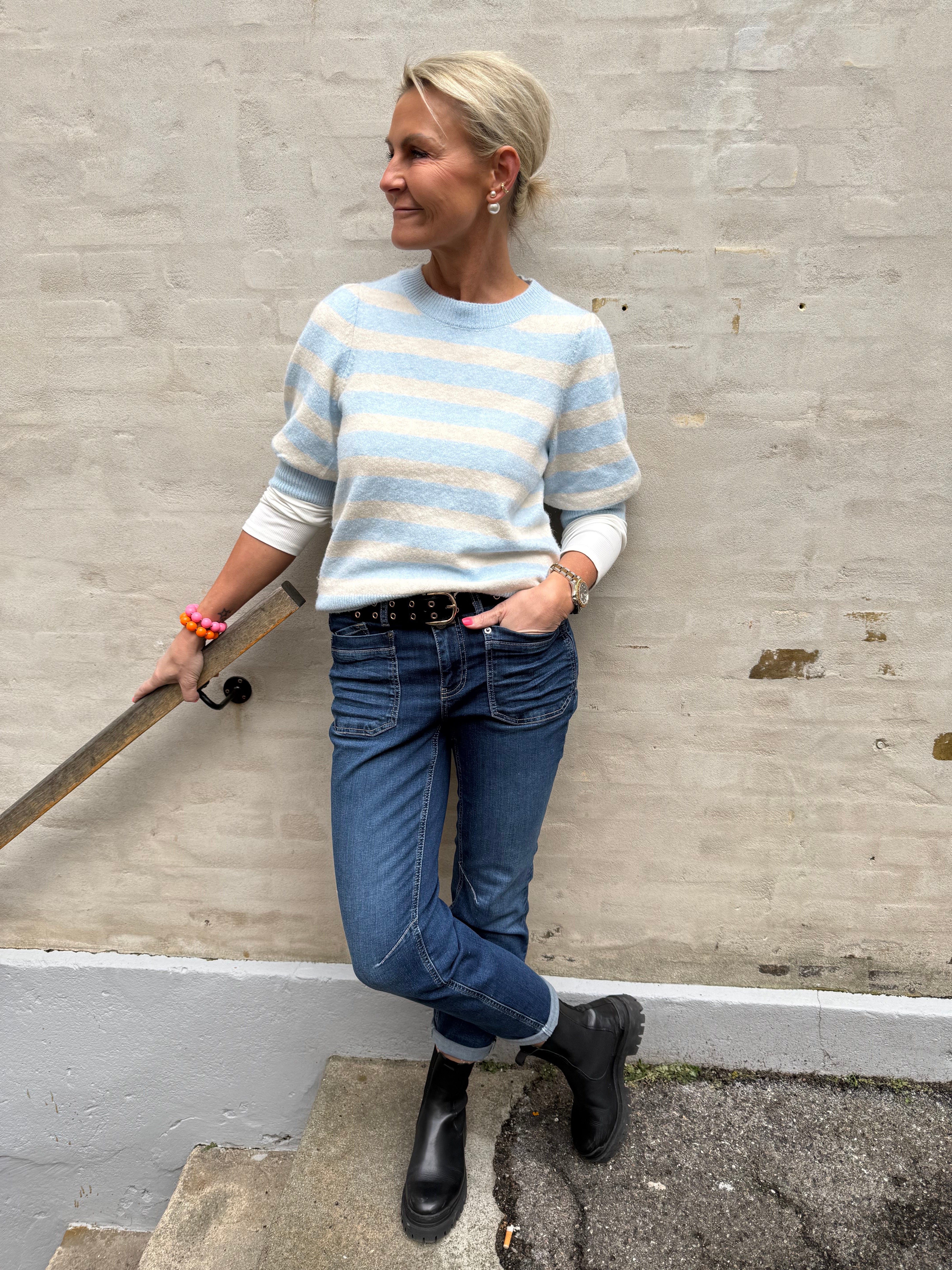 DOFFY O-NECK PULLOVER - Cashmere Blue BIRCH