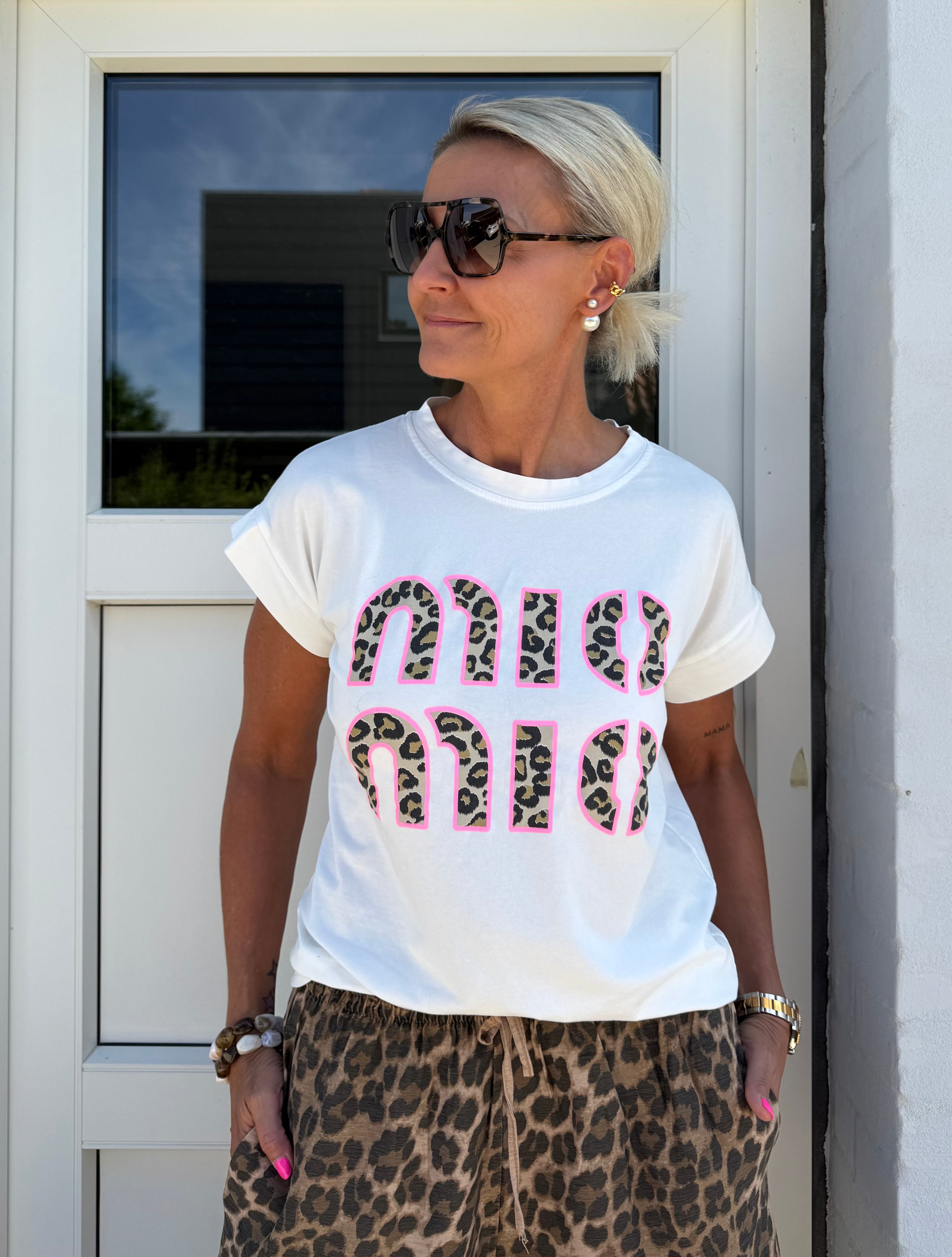 Mio Mio T-shirt - White Animalier