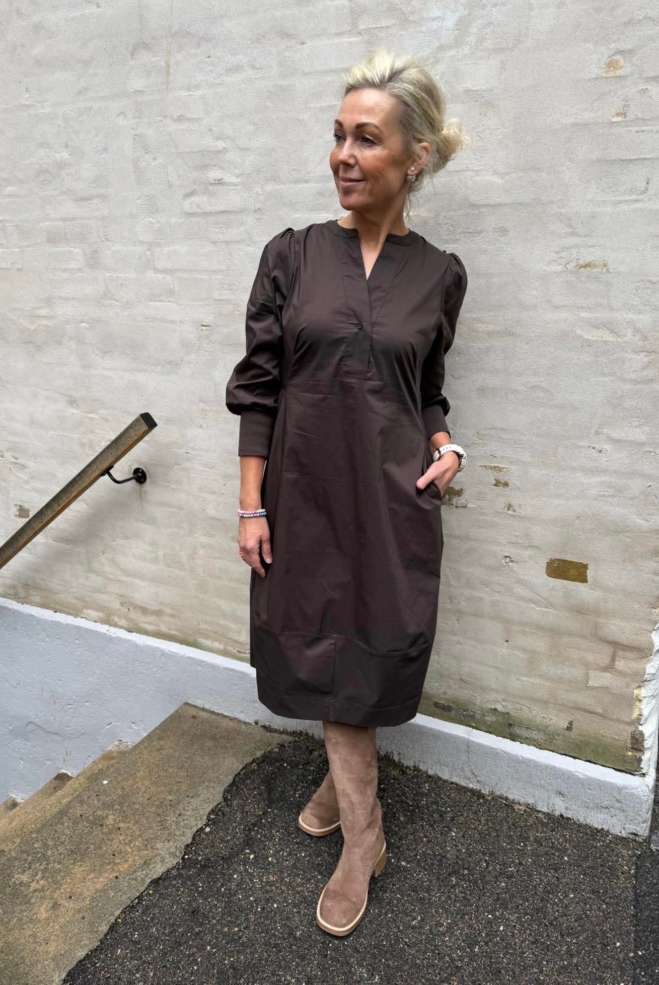 Antoinett 3/4 sleeve dress - Demitasse