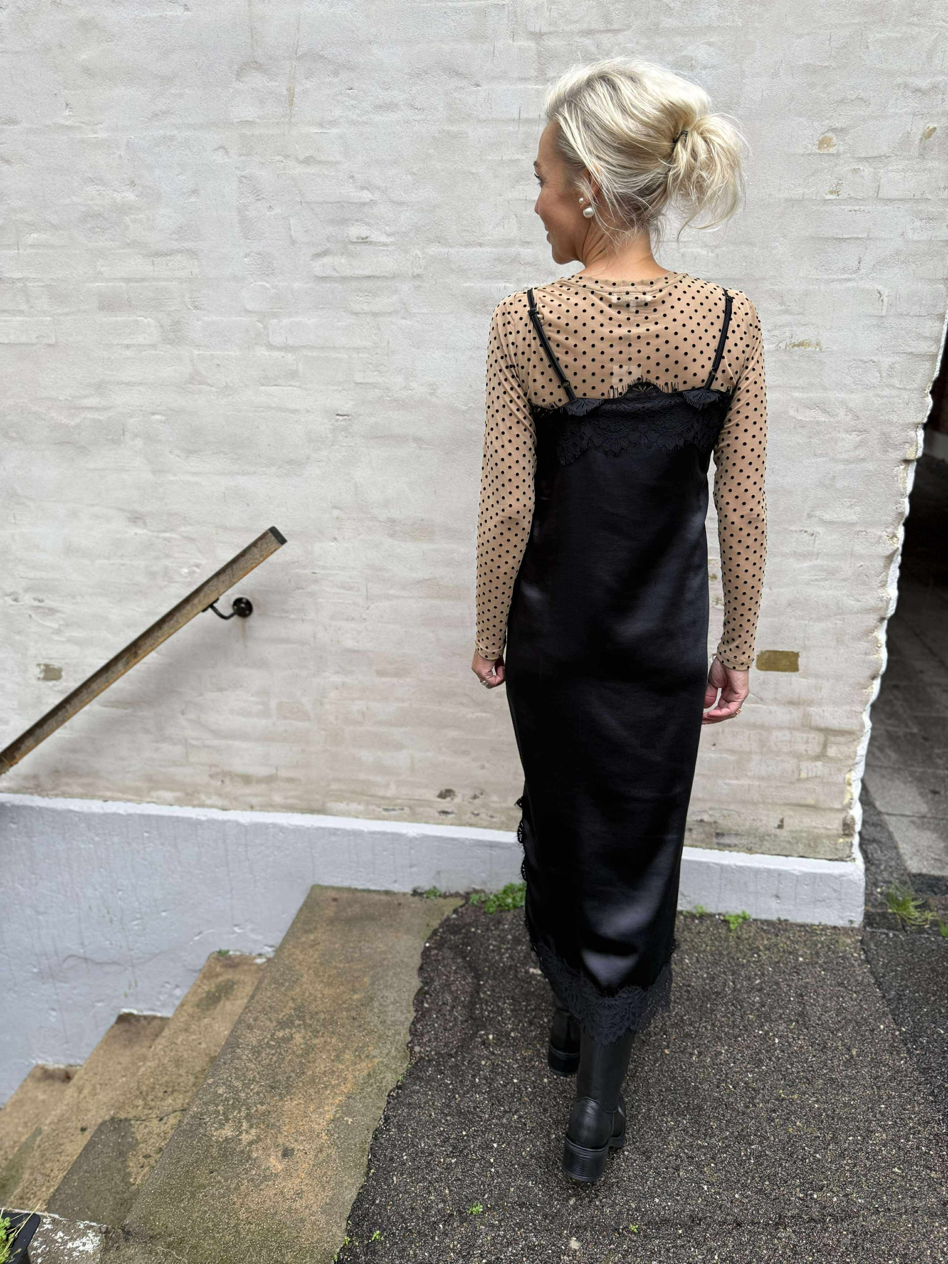 Evie Lace Strap Dress - Black