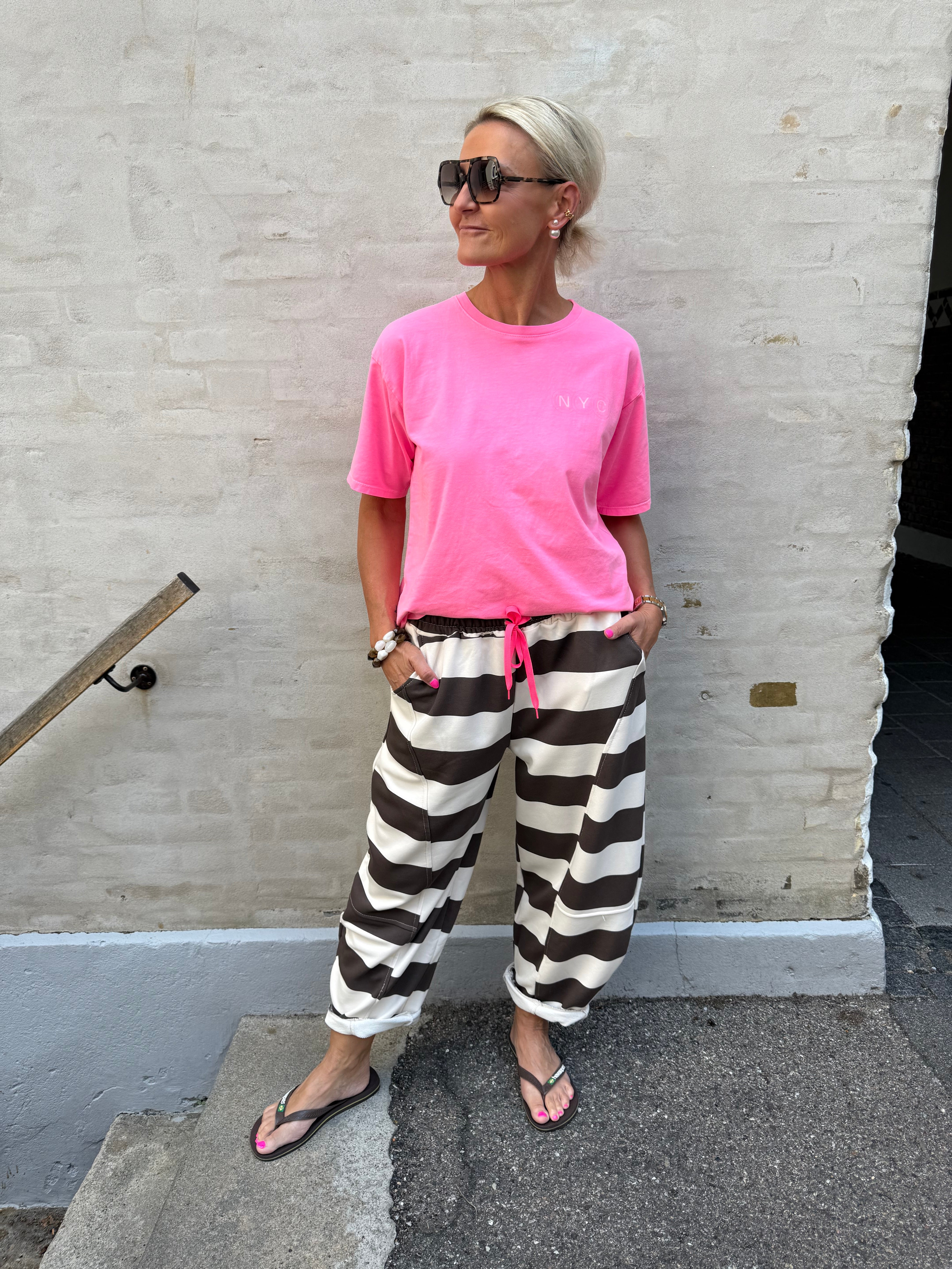 PREORDER- Very Striped Sweatpants - Off White/Brown