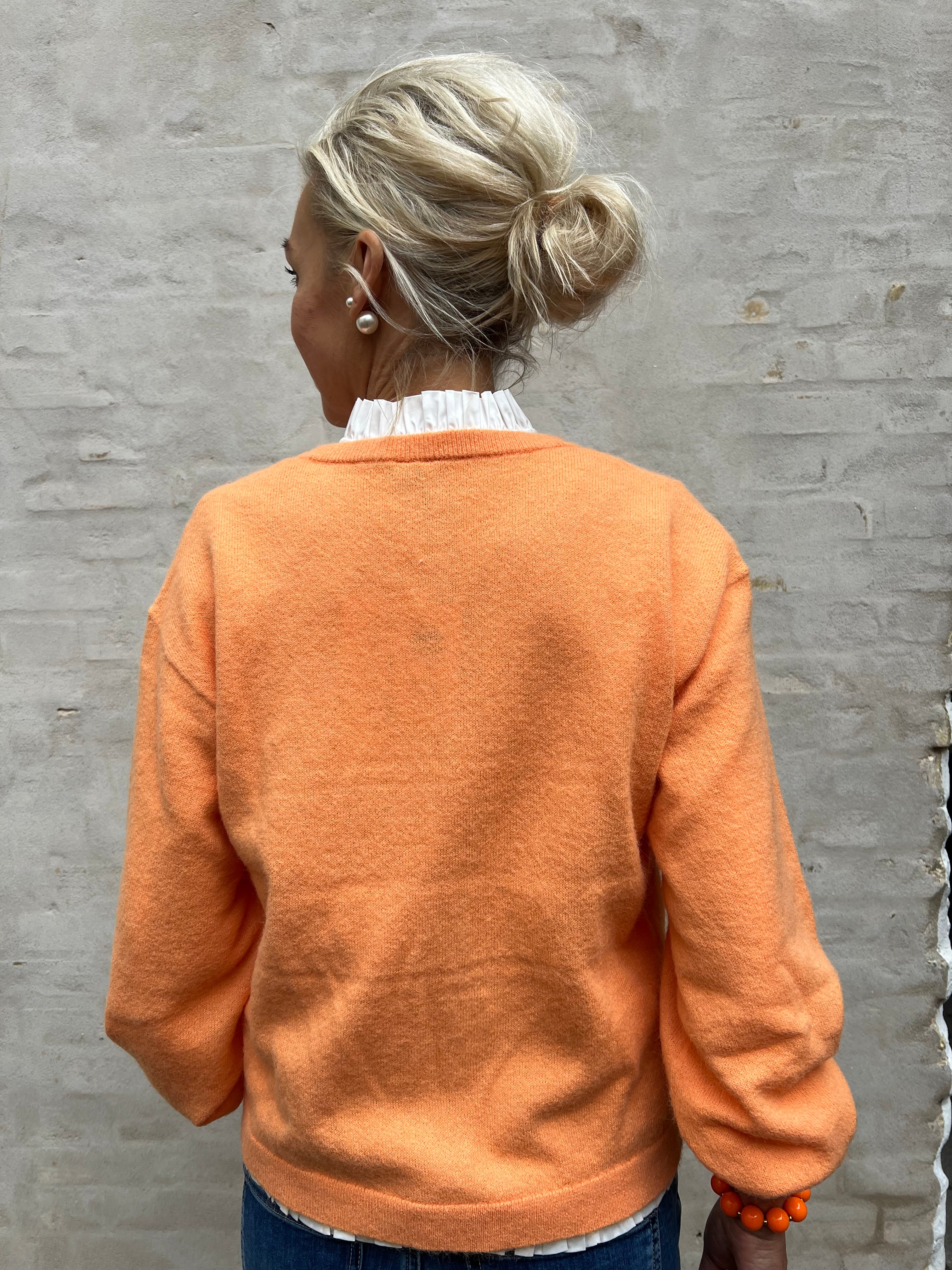 NAOMI LS O-NECK KNIT CARDIGAN - Russet Orange MELANGE