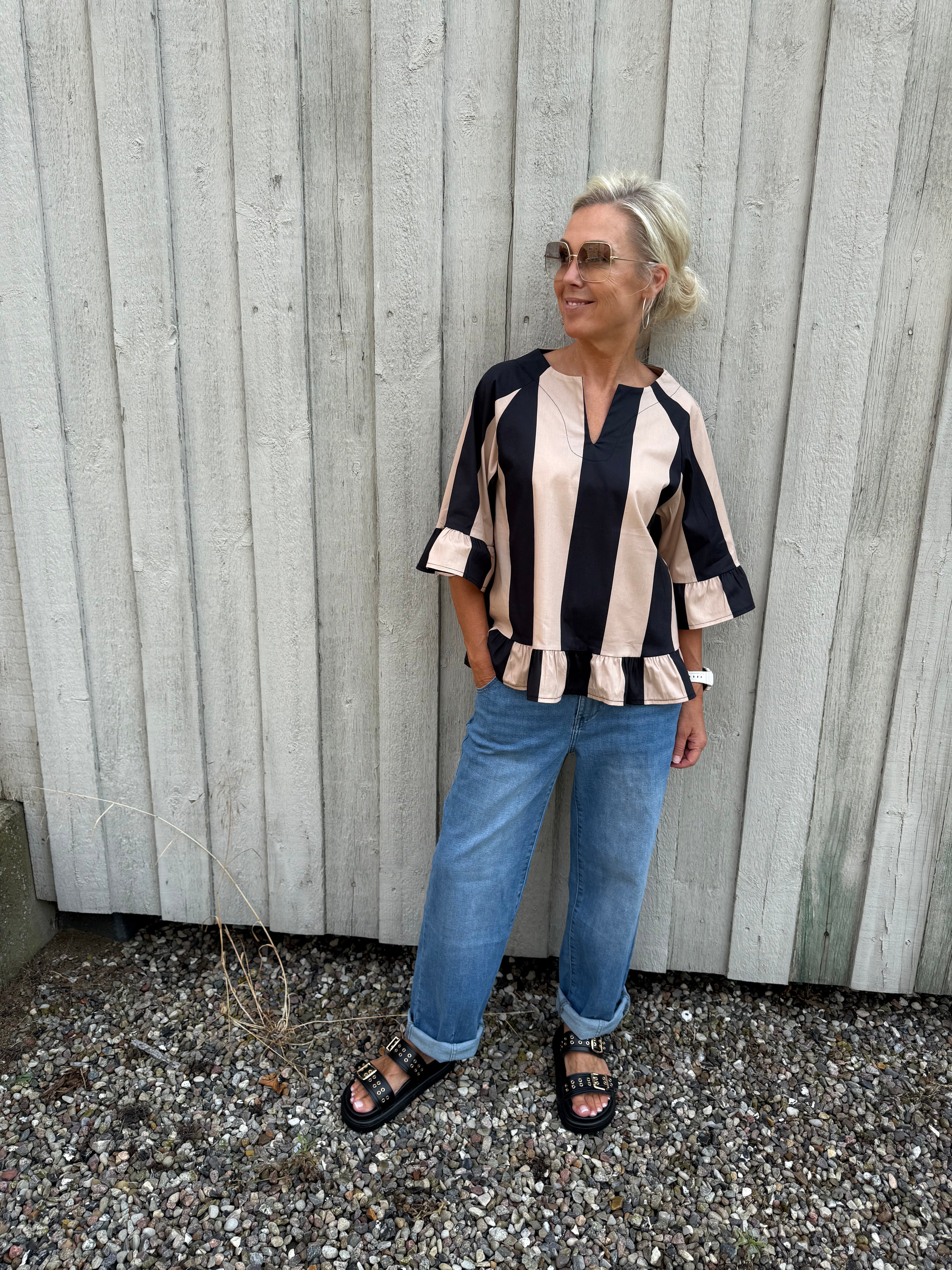 Striped Shirt - Beige/Black