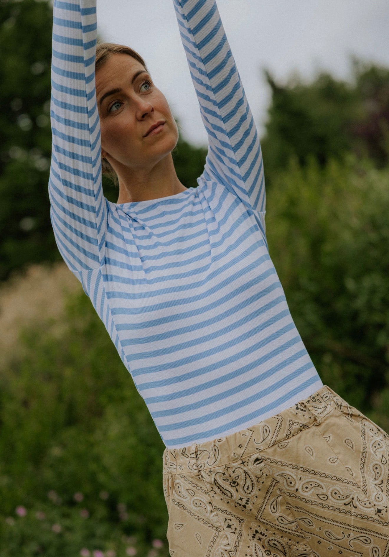 Everyday Stripes LS Blouse - Light Blue/White