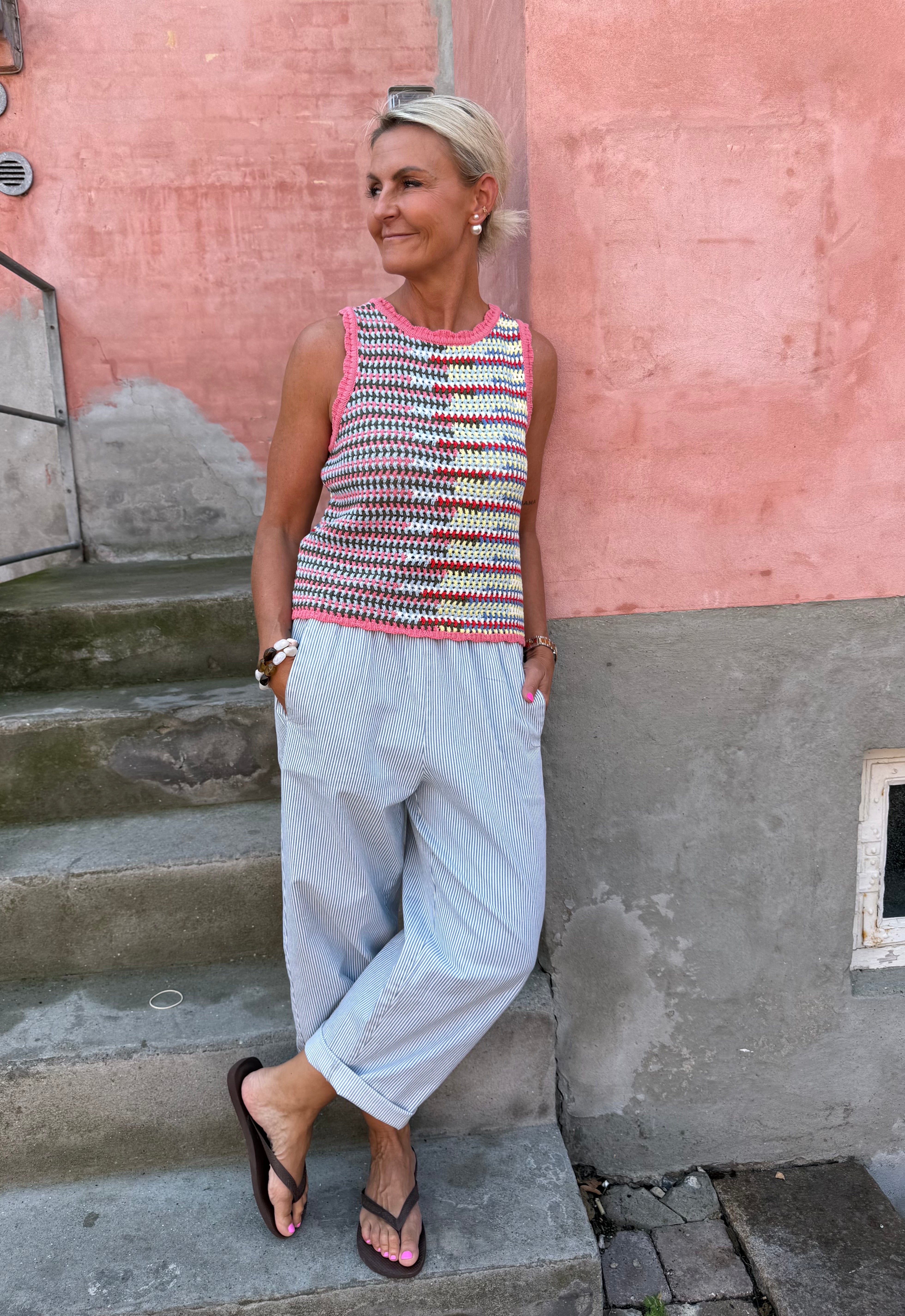 MISS S/L KNIT TOP - Begonia Pink Multi