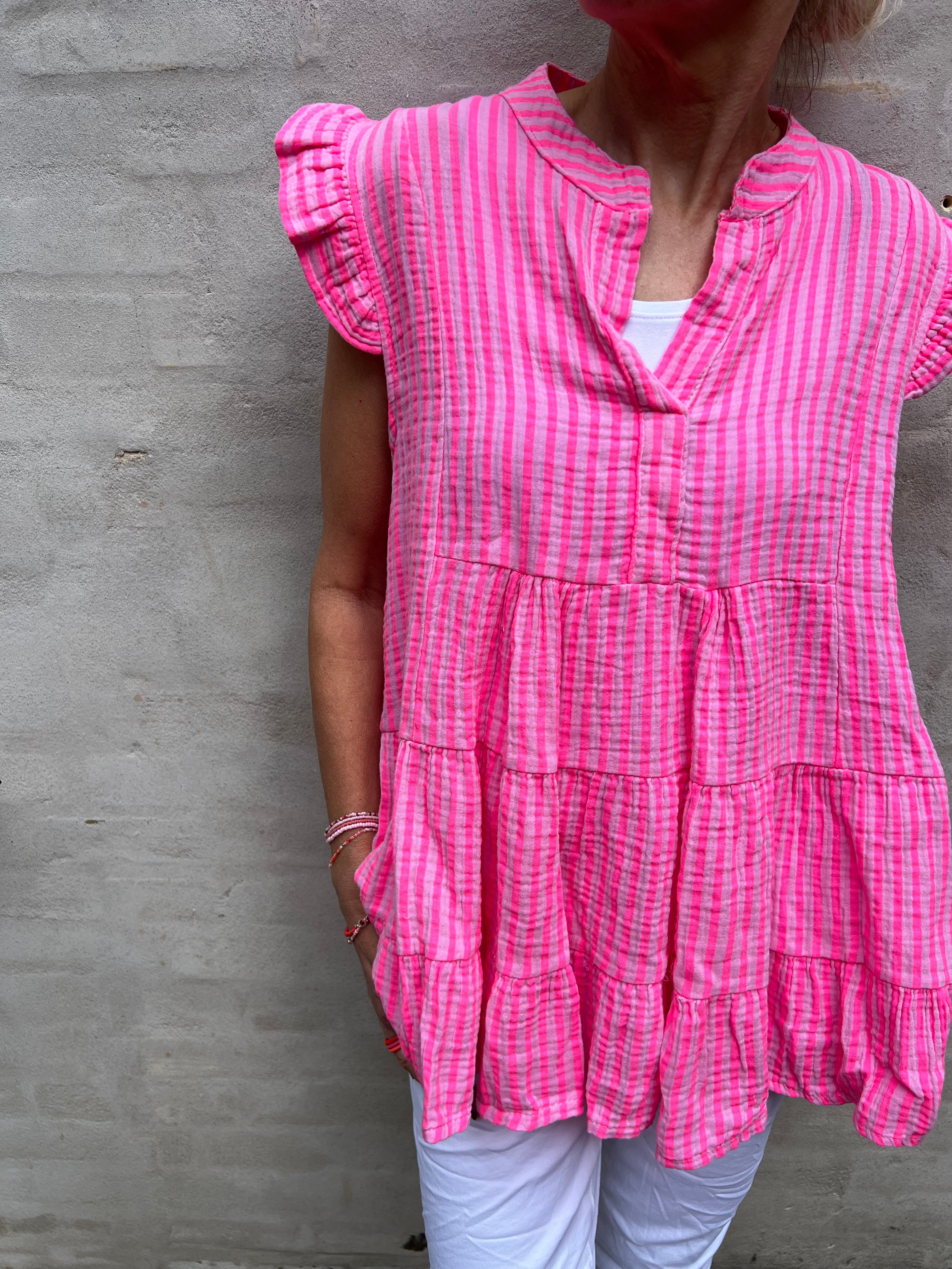 Dolly top strib pink