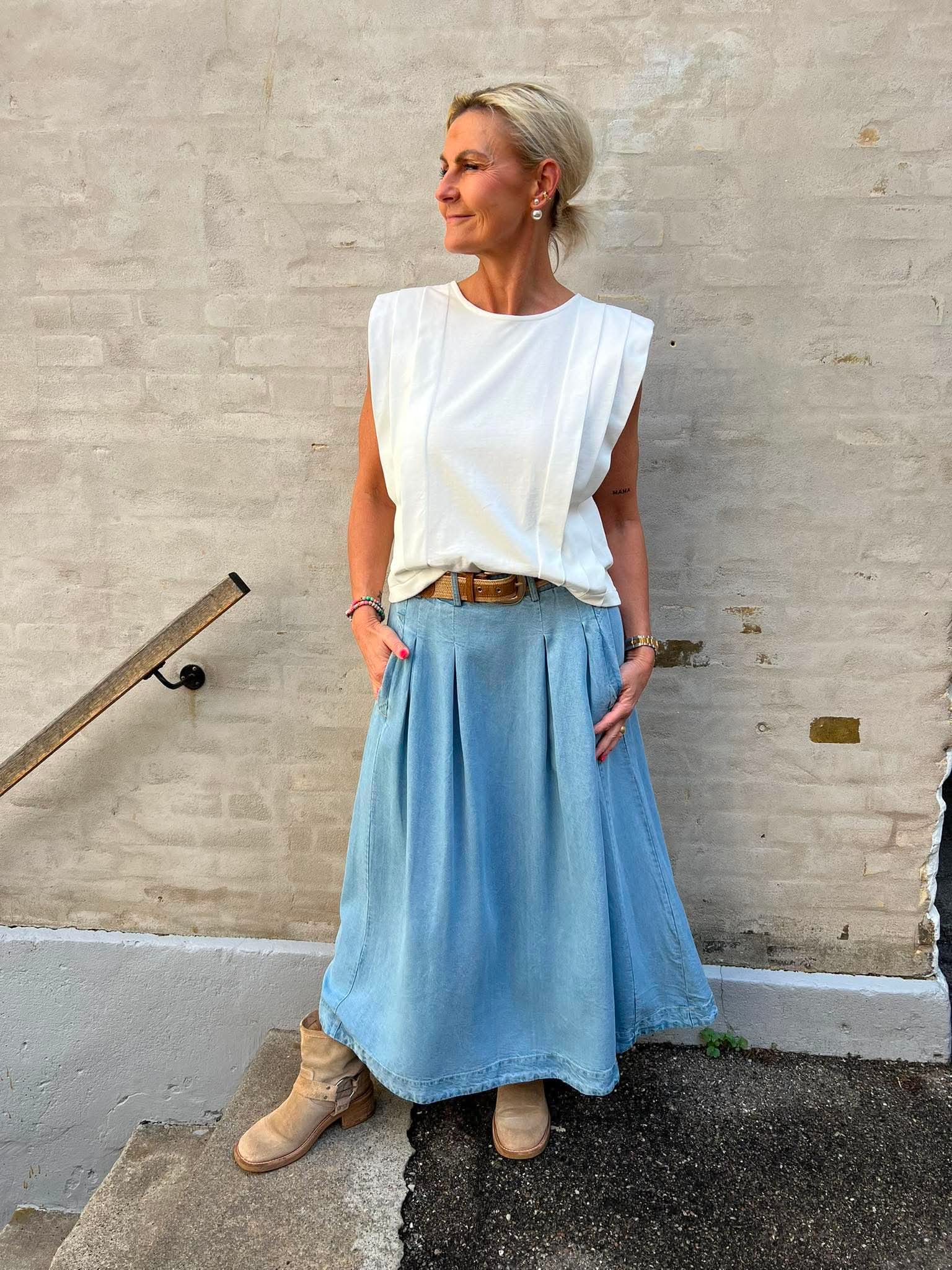 ZelliCC Padded Pleat Top - White