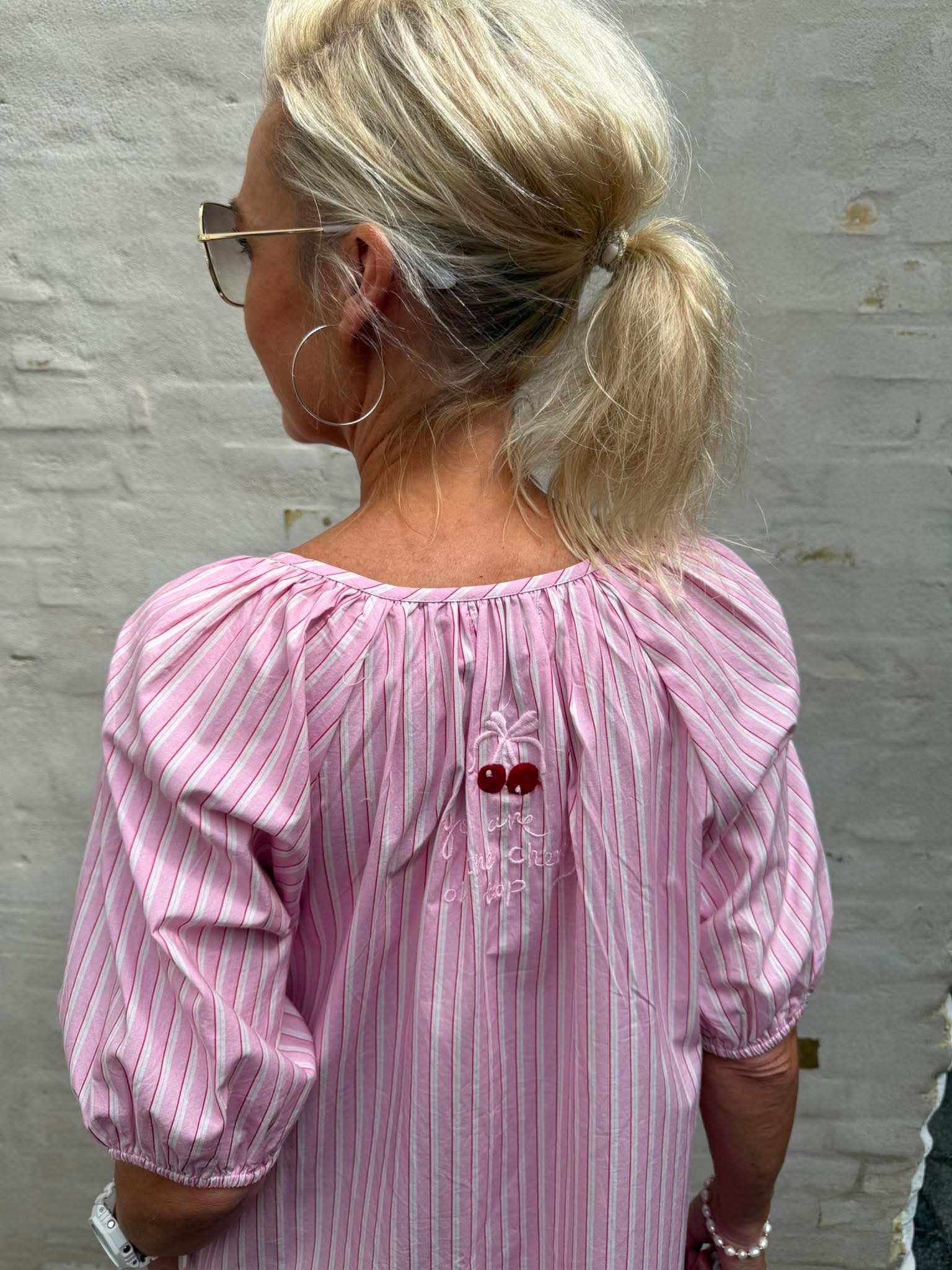 Cherry Dress - Light Pink Print