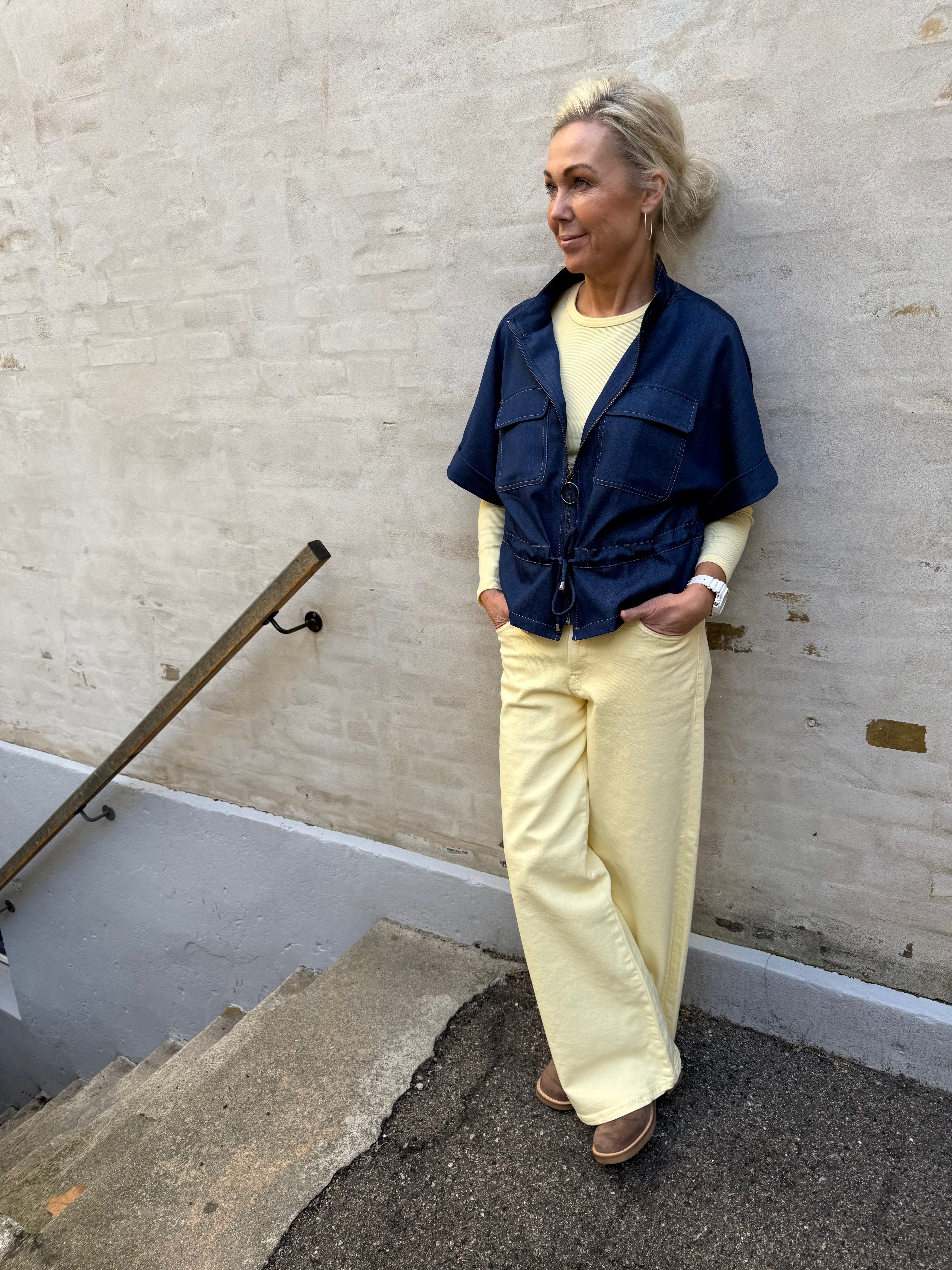 SELMA LW BRED FÄRGADE JEANS - Fransk Vanilj