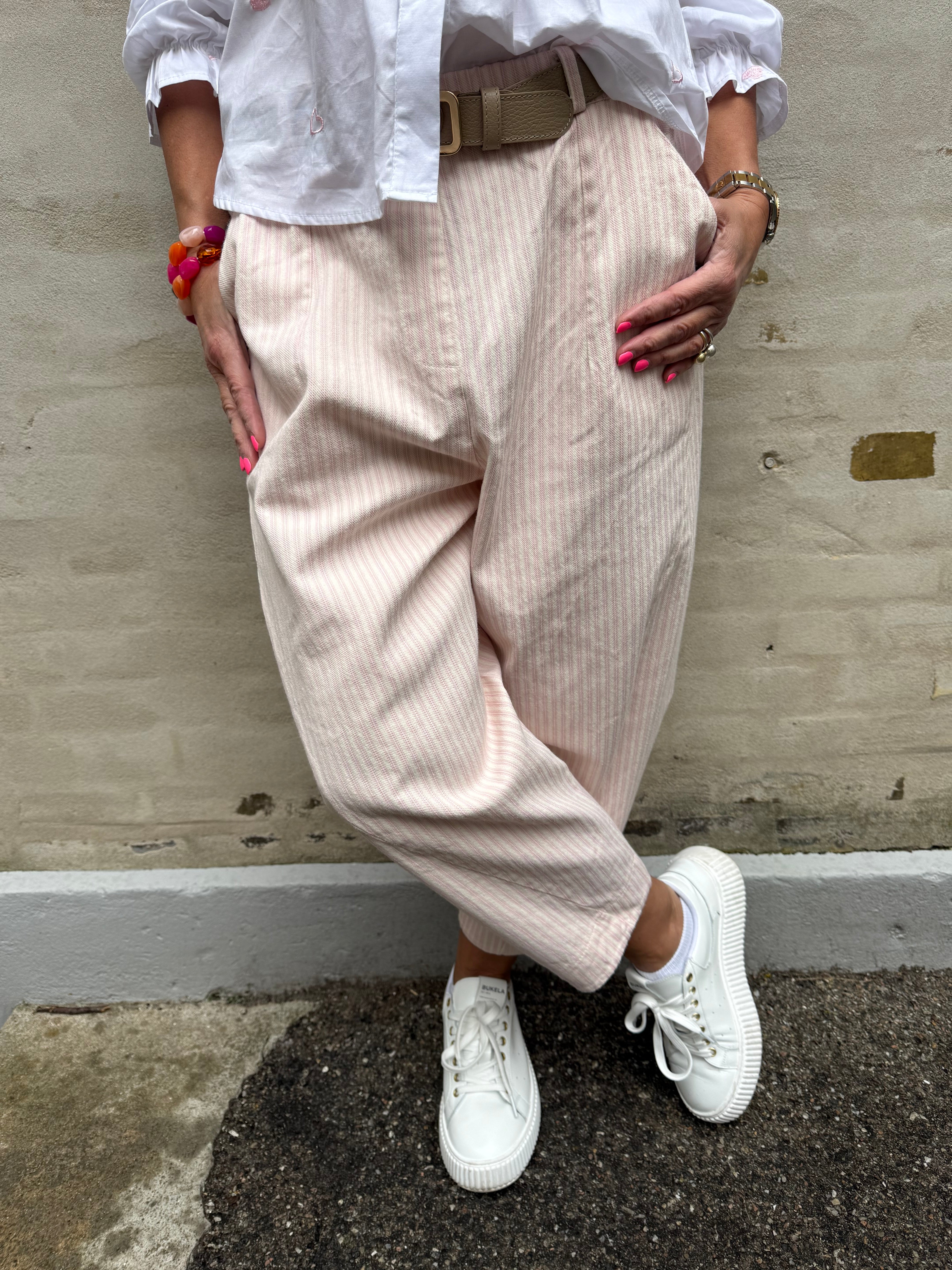 Vera Striped Pants - Striped Pink