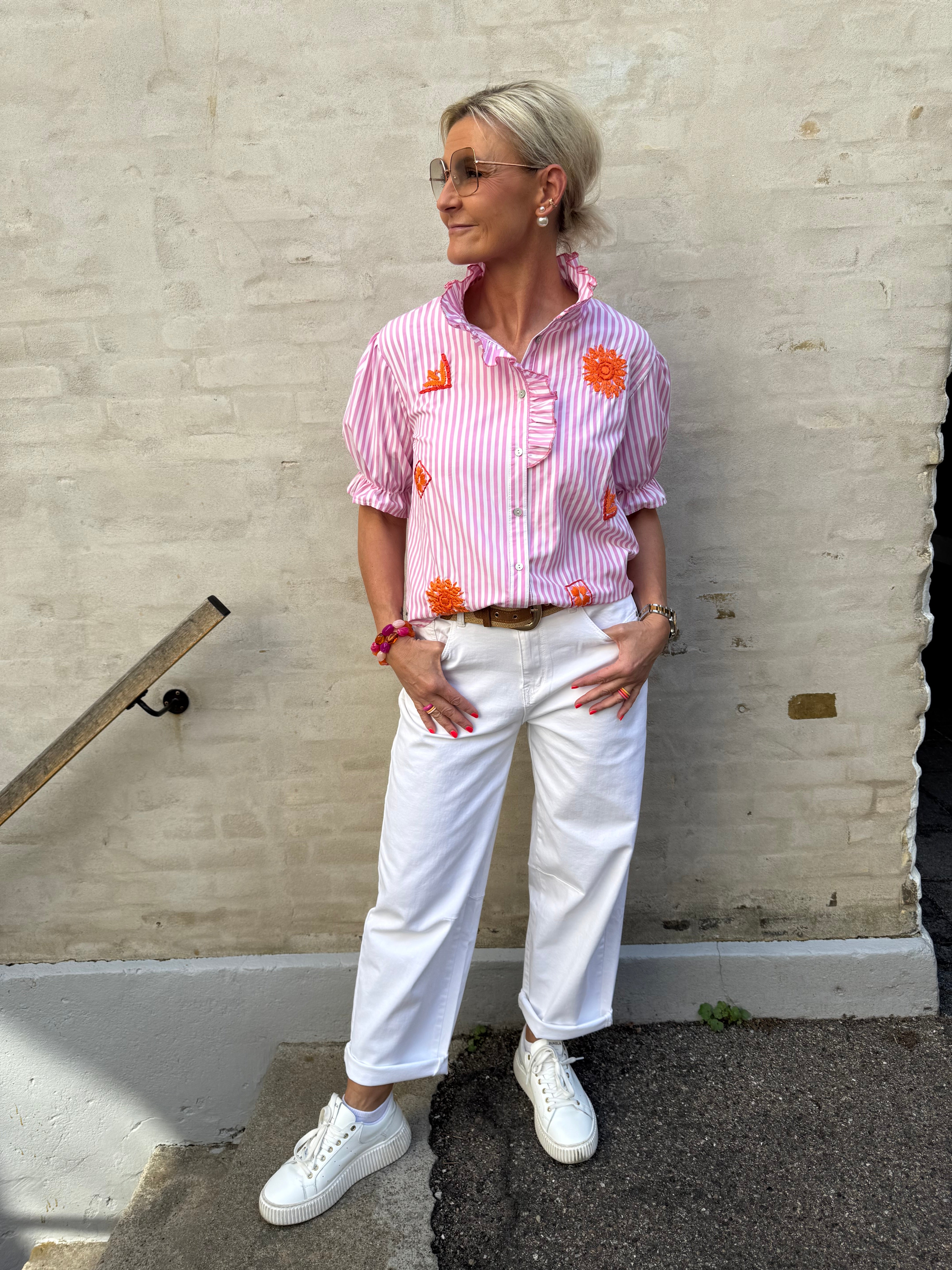 Ebba Shirt - White/Pink/Orange