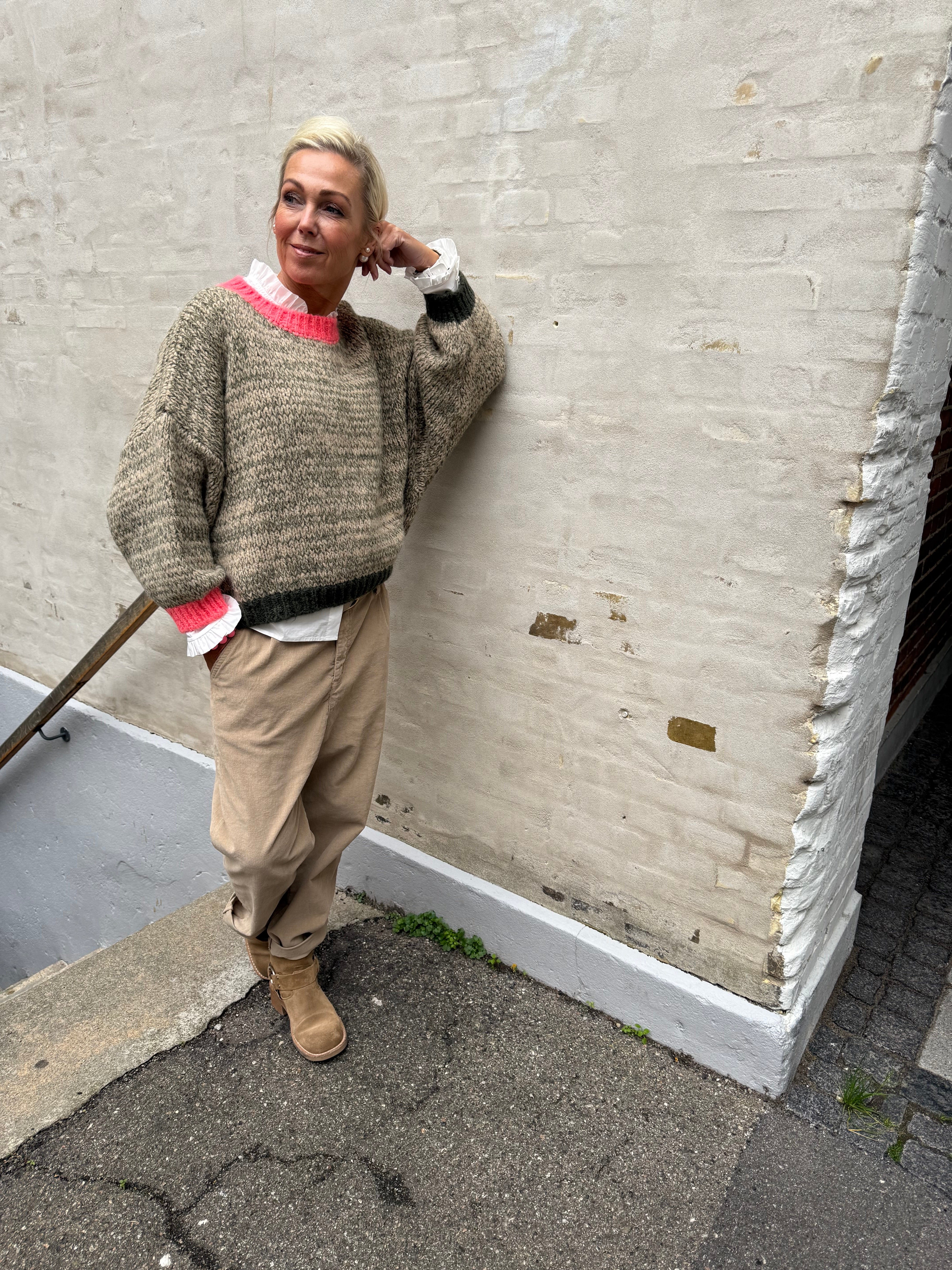 Loretta Knit - Army/Coral