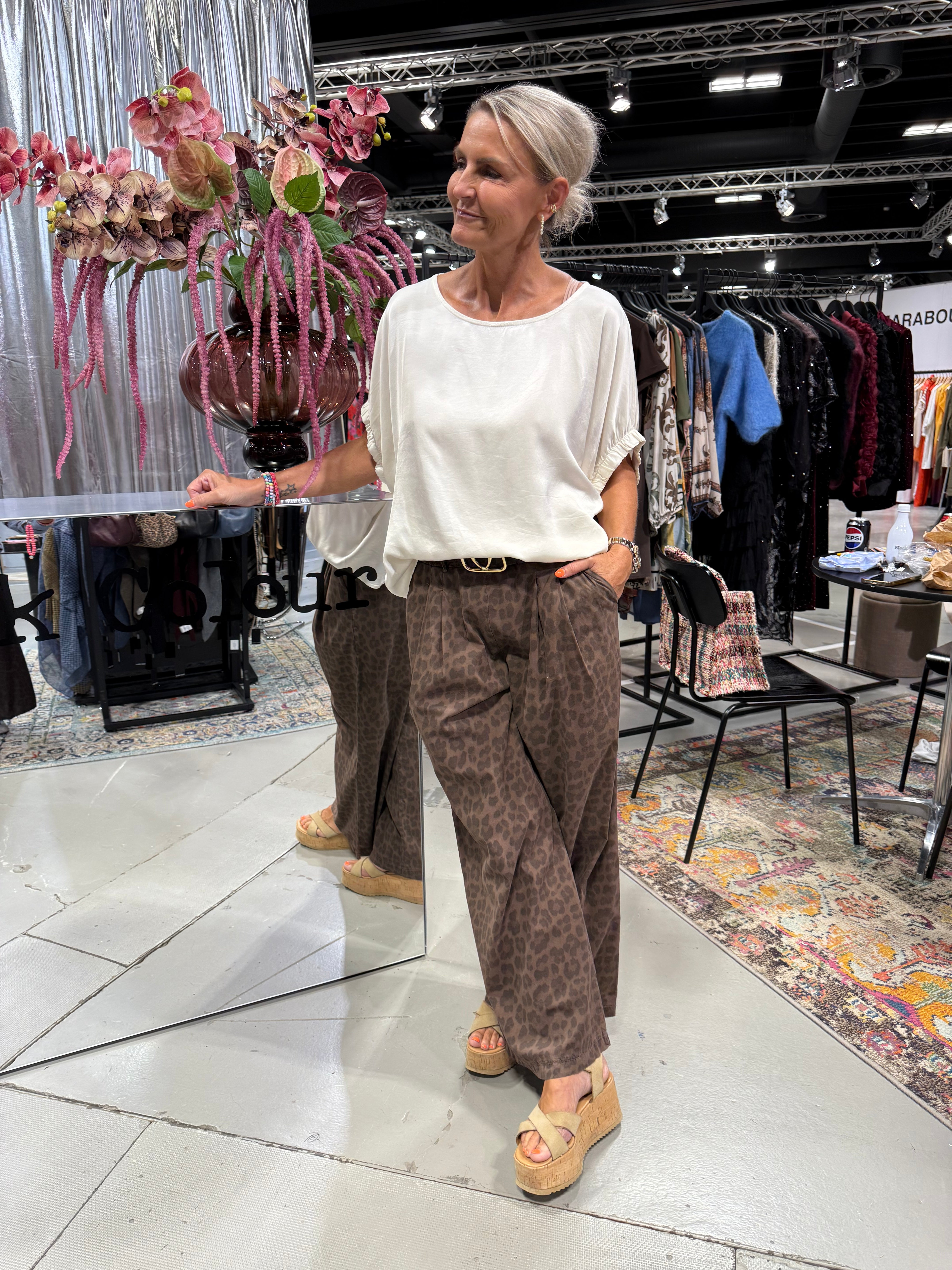 ABBIE wideleg pant - Mocca Leo