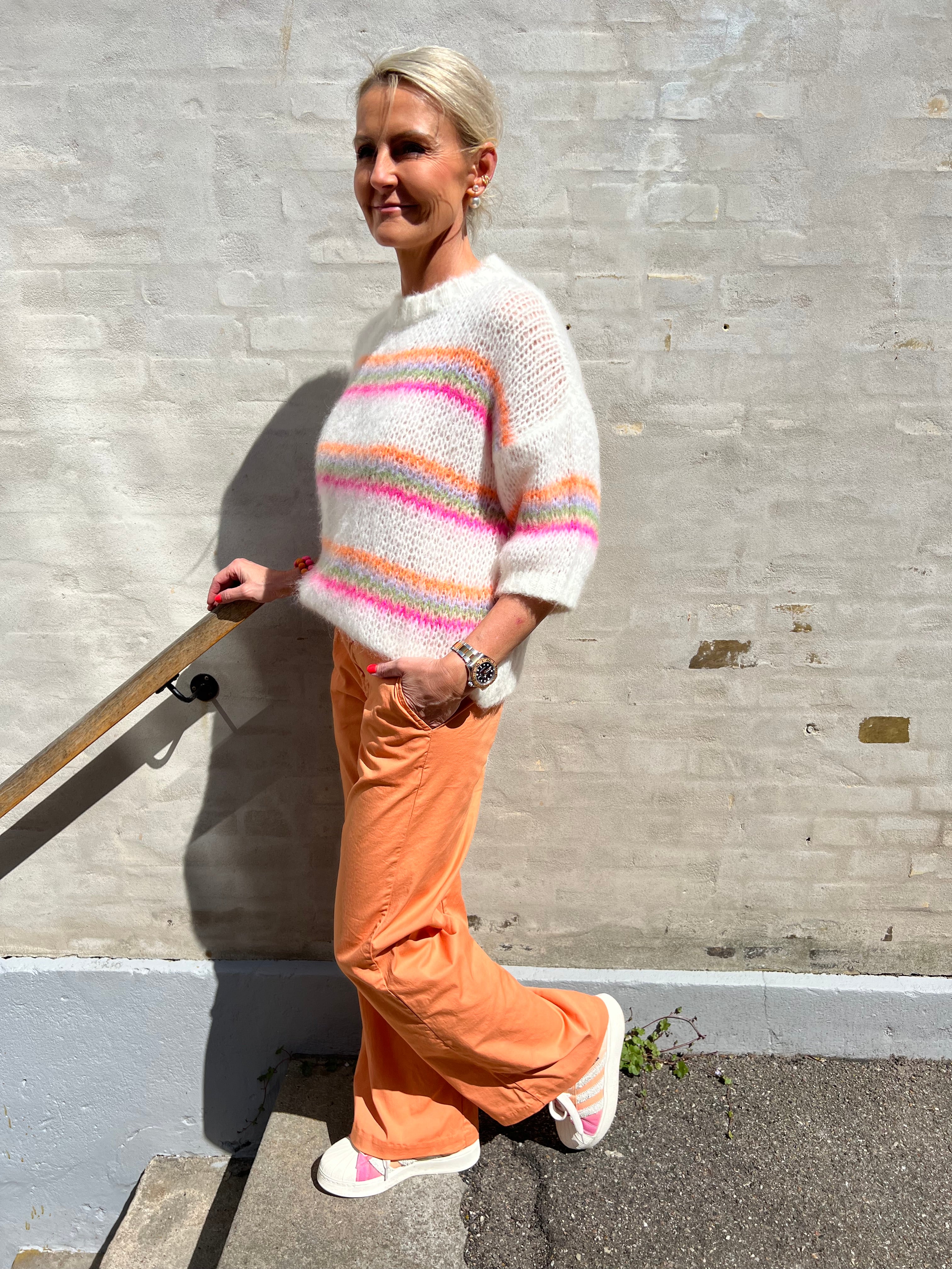Minna striped jumper white neon