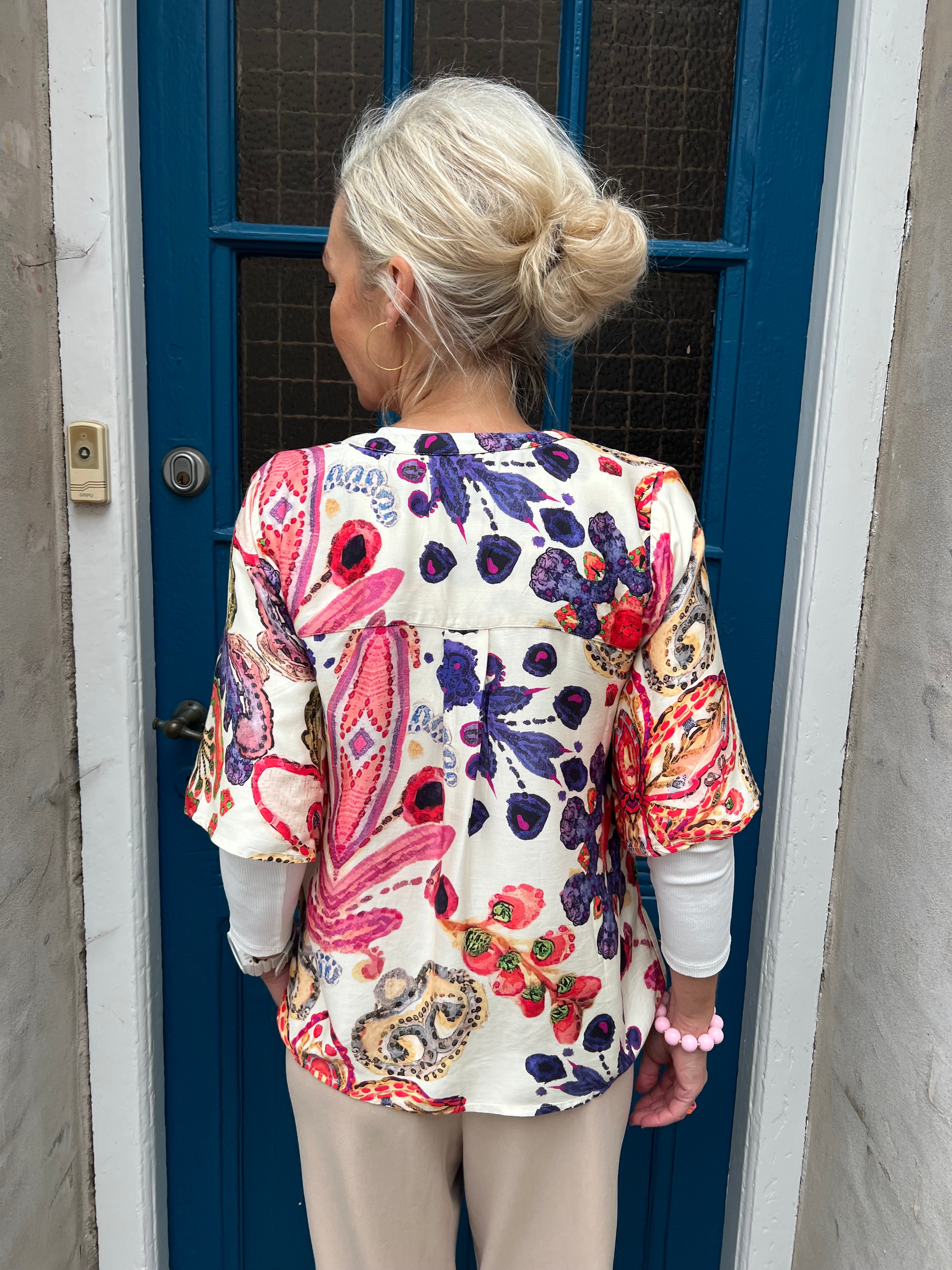 Mandy Blouse - Blue/Pink