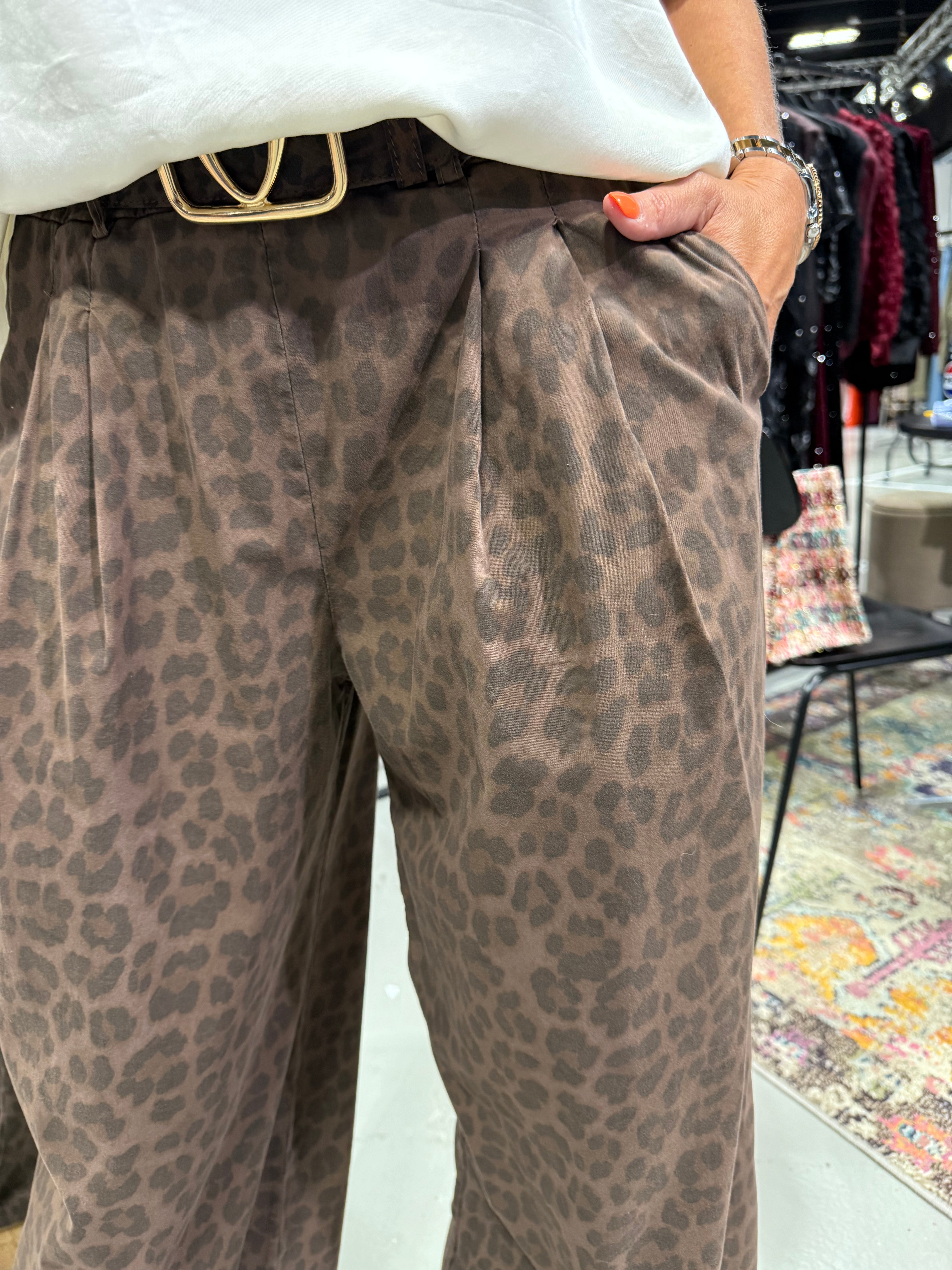 ABBIE wideleg pant - Mocca Leo