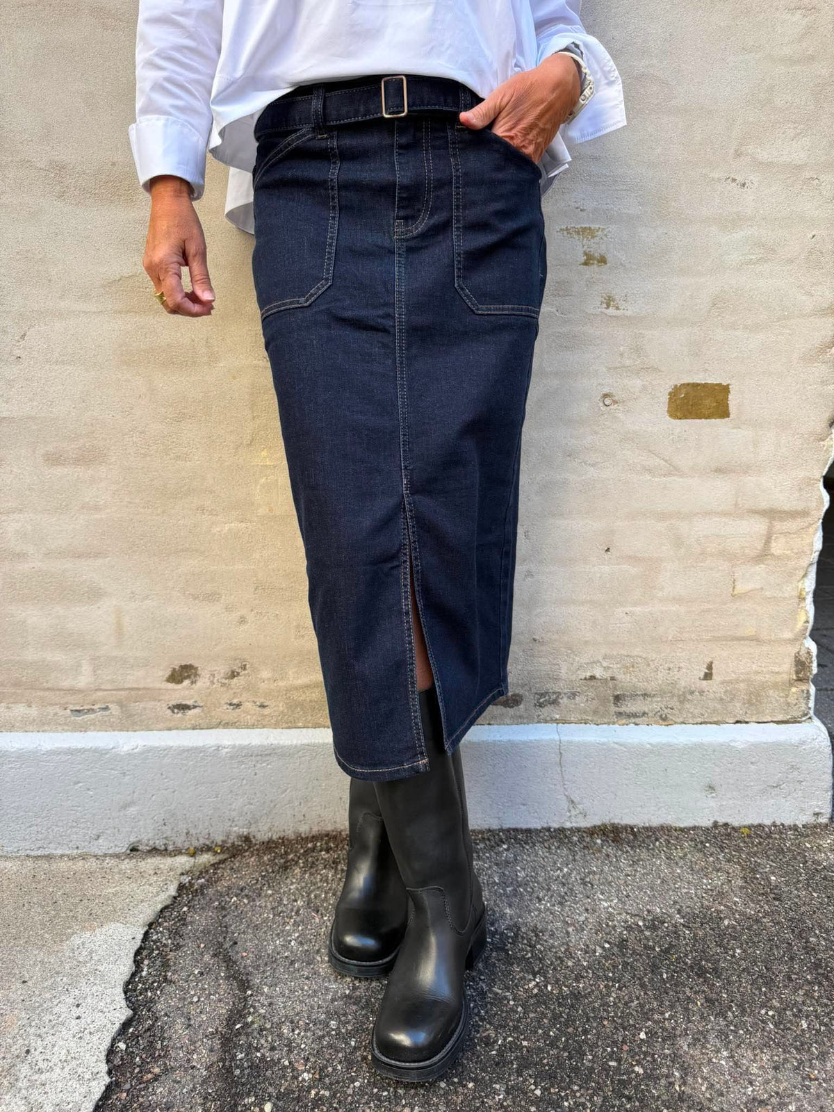 High Waist Skirt - Rinse soft Washed