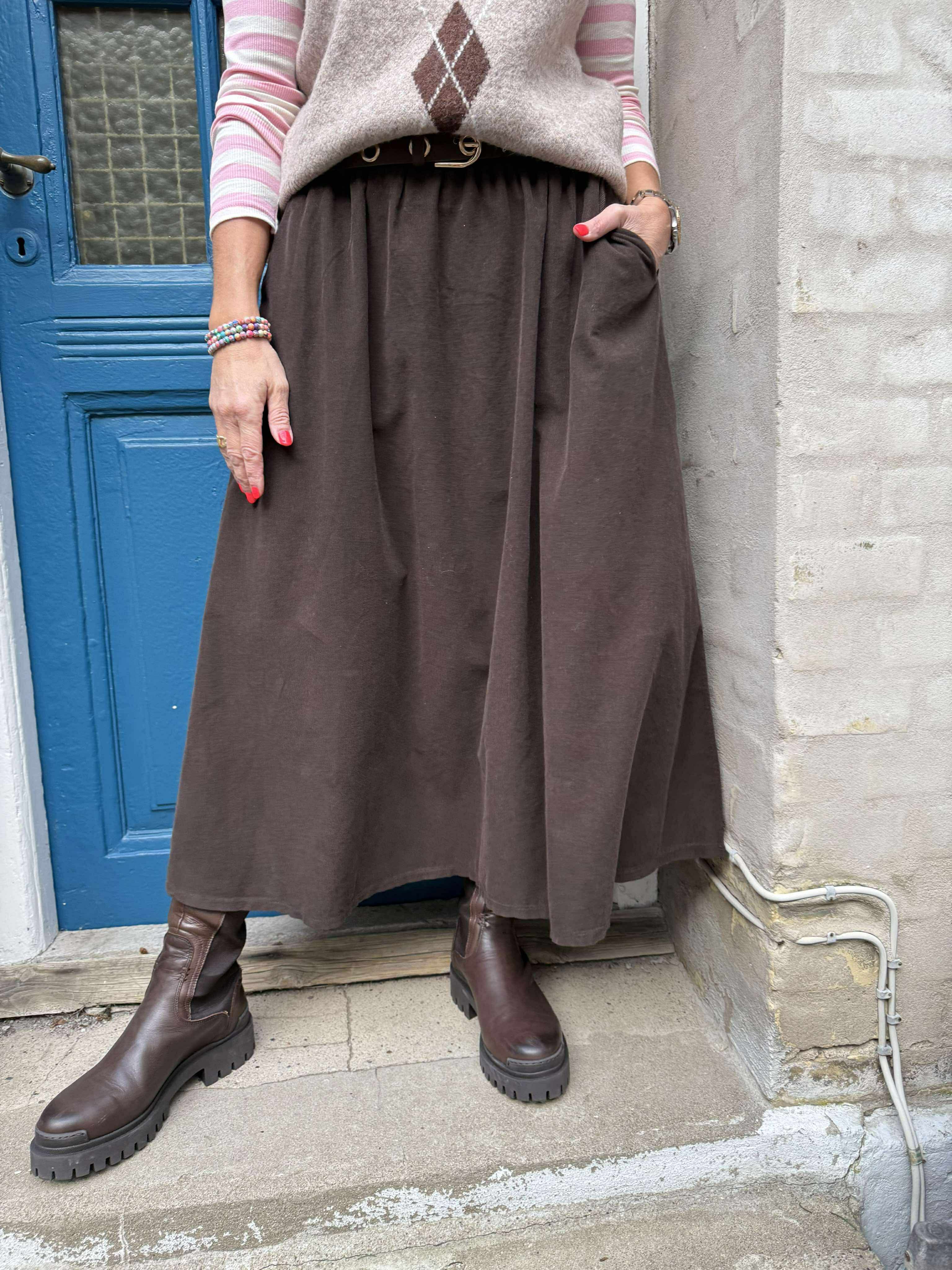 VIRGINIA corduroy skirt - Coffee