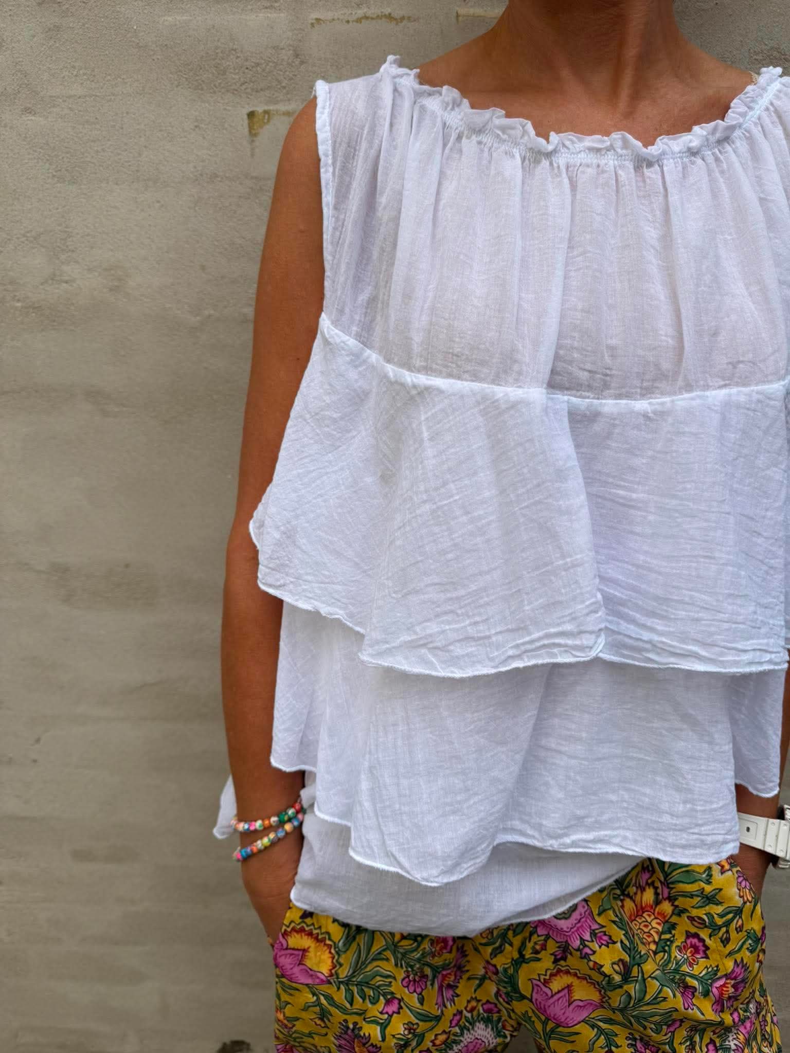 Ruffle Top - White