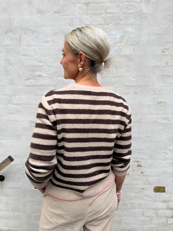 Nayse Cardigan - Mocca stripe