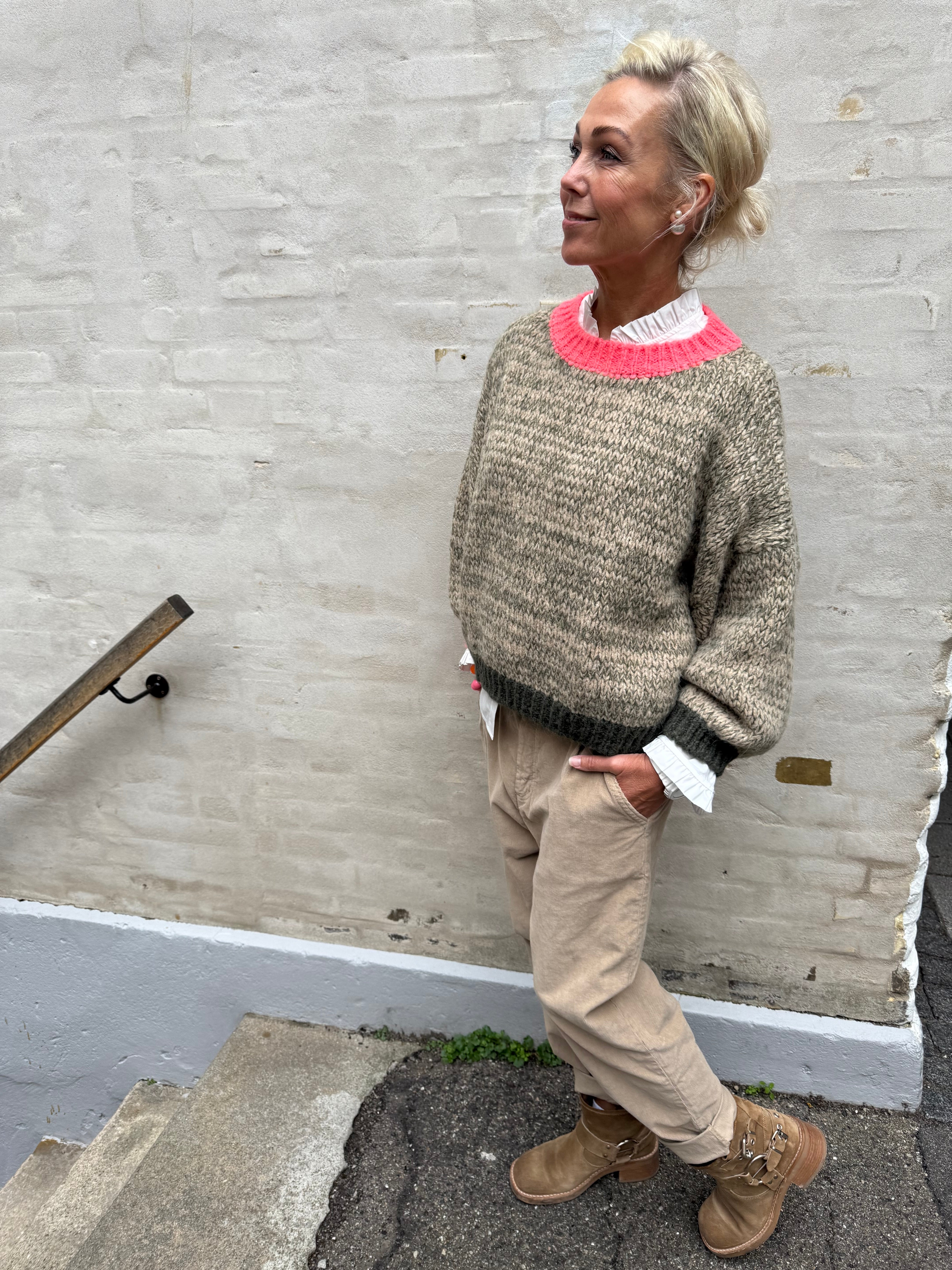 Loretta Knit - Army/Coral