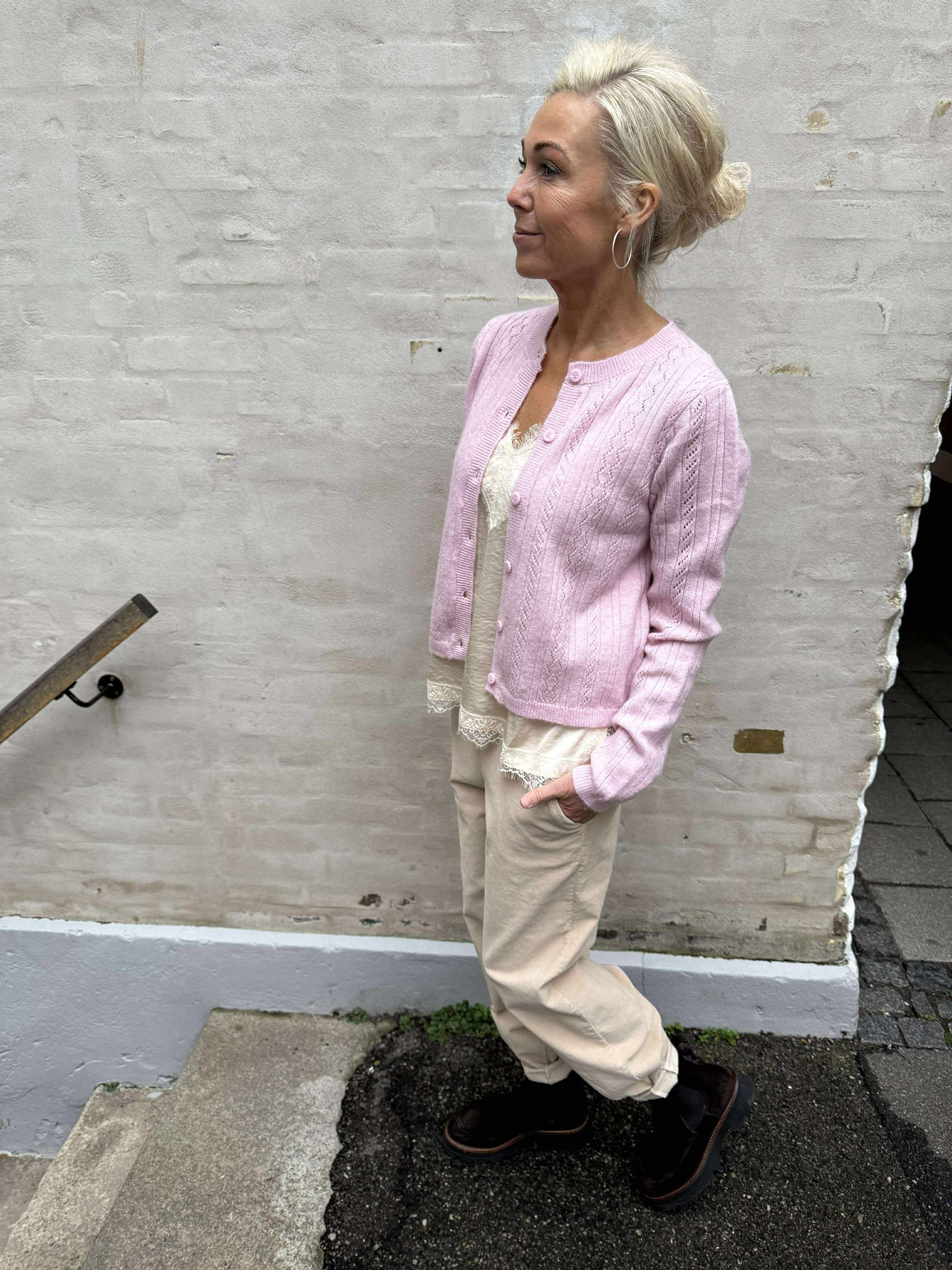 APRIL LIFE LS O-NECK CARDIGAN - Fragrant Lilac MELANGE