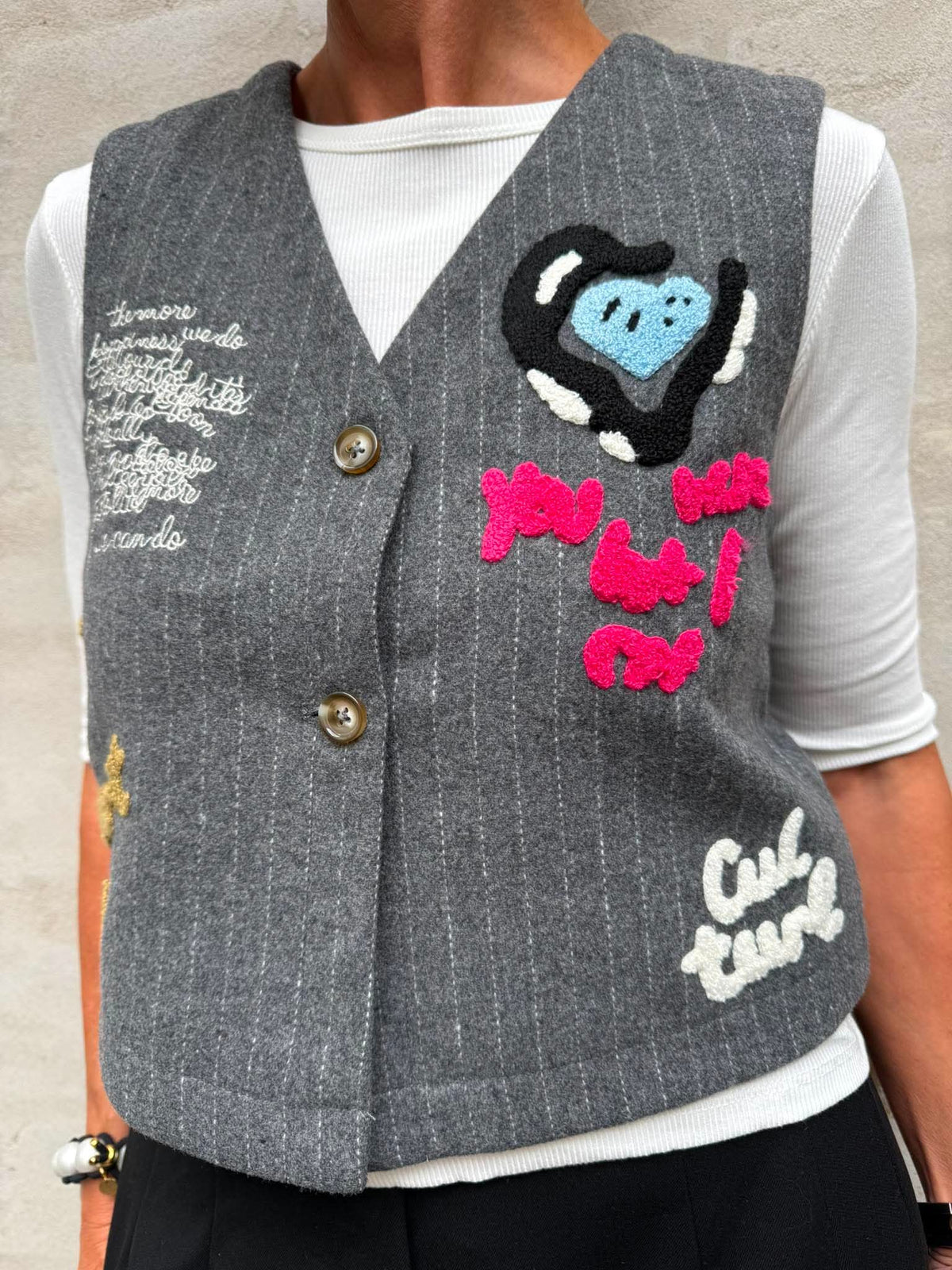 Kayla Waistcoat - Grey Pinstripe