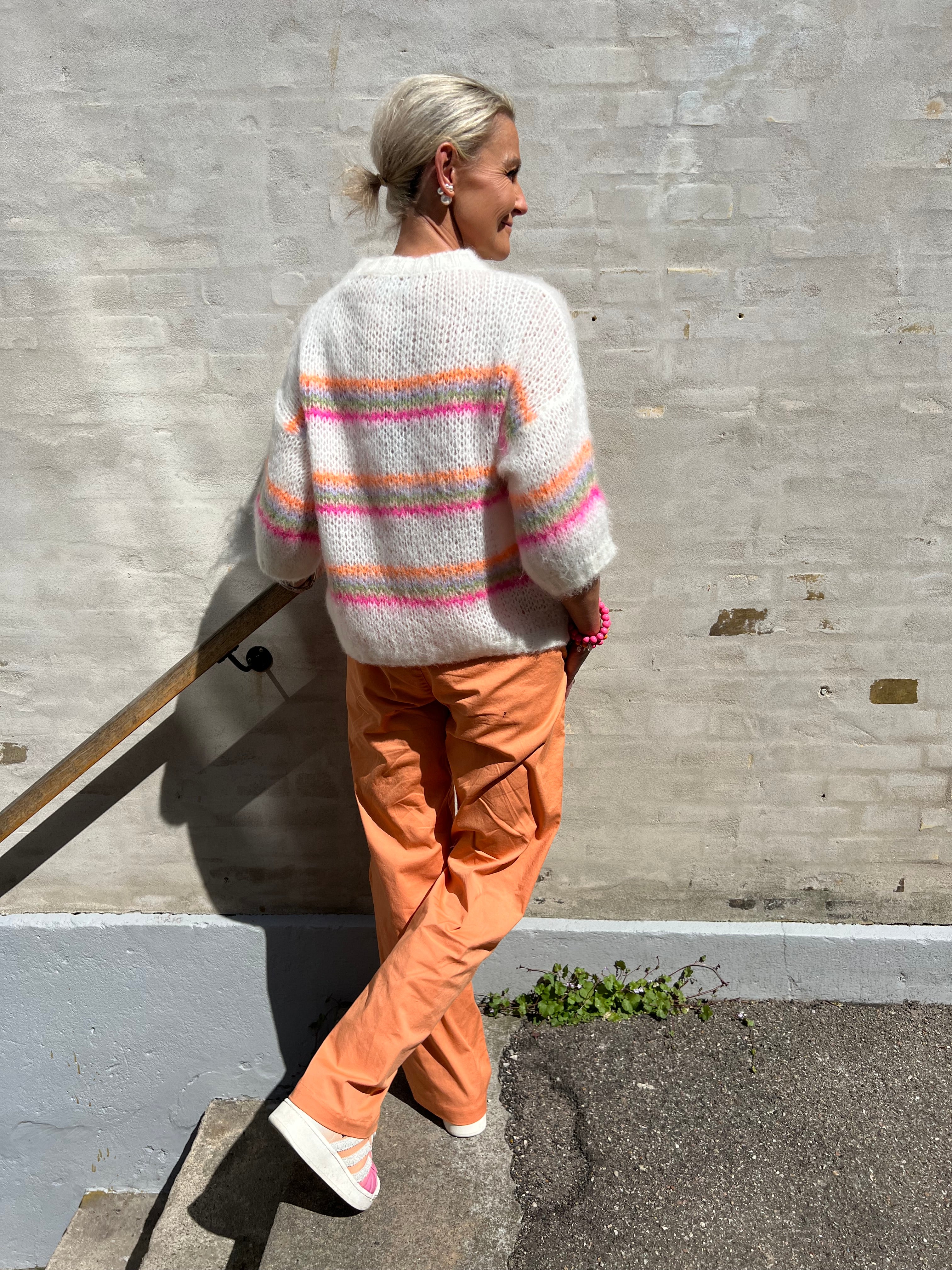 Minna striped jumper white neon