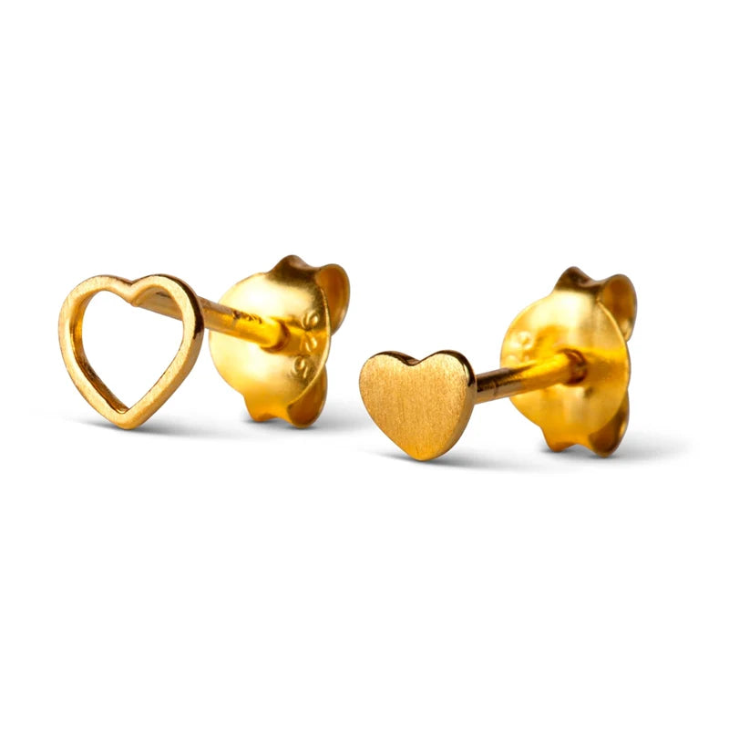 Family Love Øreringe par børstet - Gold plated
